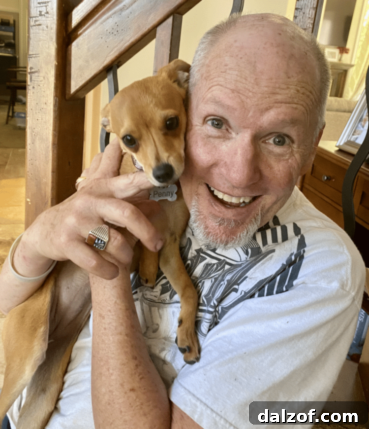 Image of a happy family member with pets