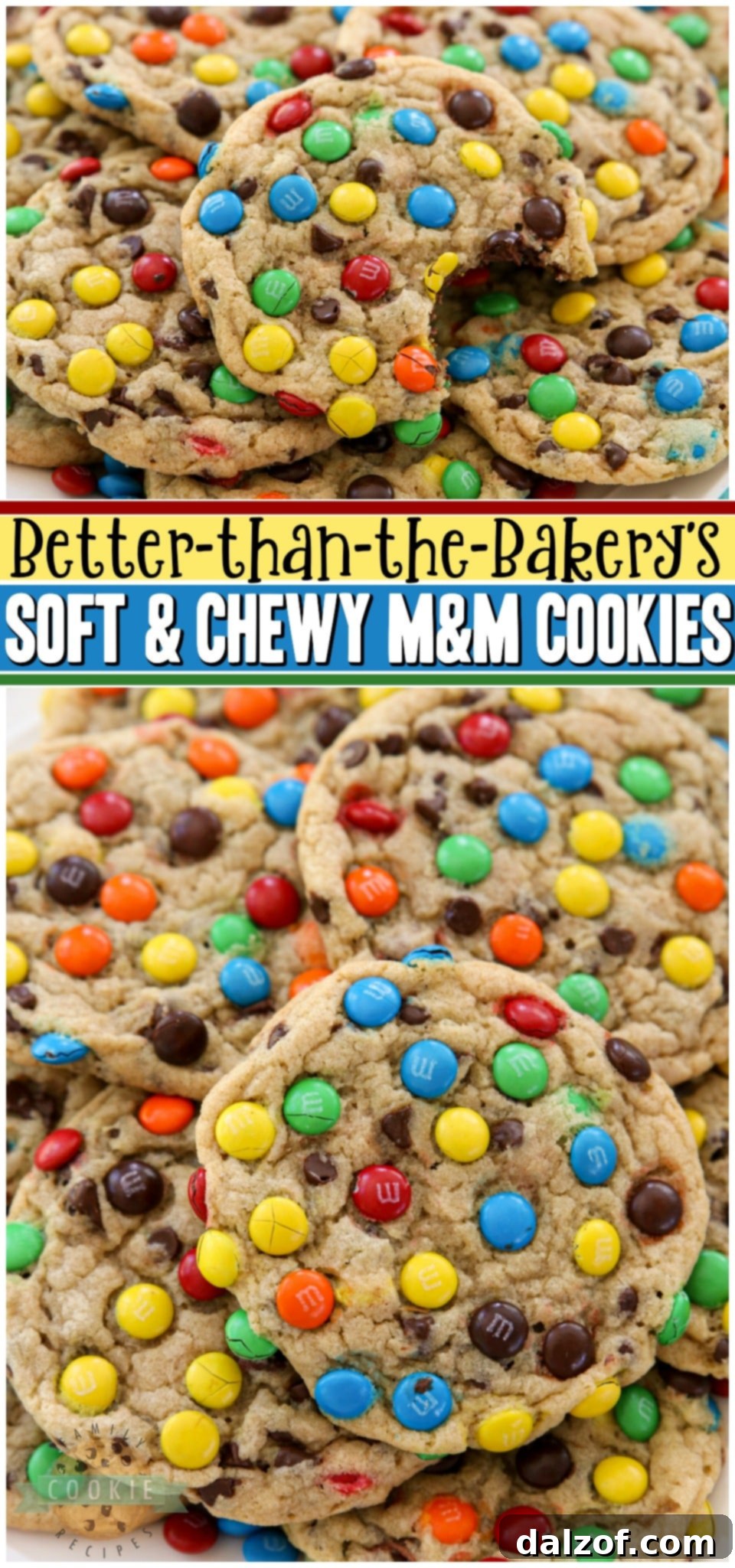 Soft & Chewy M&M Cookies made with butter, sugars, pudding mix & M&M's candy! Easy tip for coating your cookies PERFECTLY with M&M's! BEST M&M Cookie recipe ever! 
