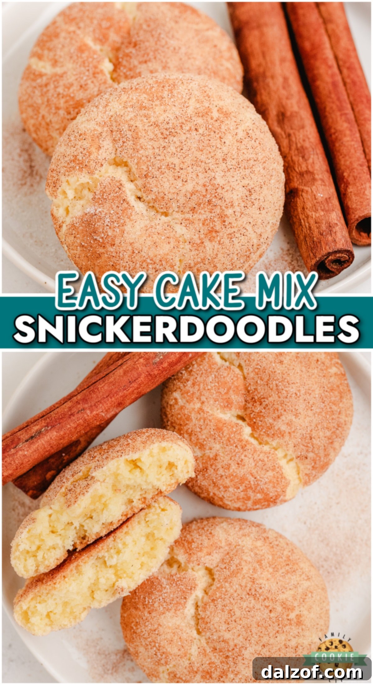 Simple recipe for Cake Mix Snickerdoodles made with just 5 ingredients! Easy snickerdoodle recipe with fantastic cinnamon flavor & chewy texture!