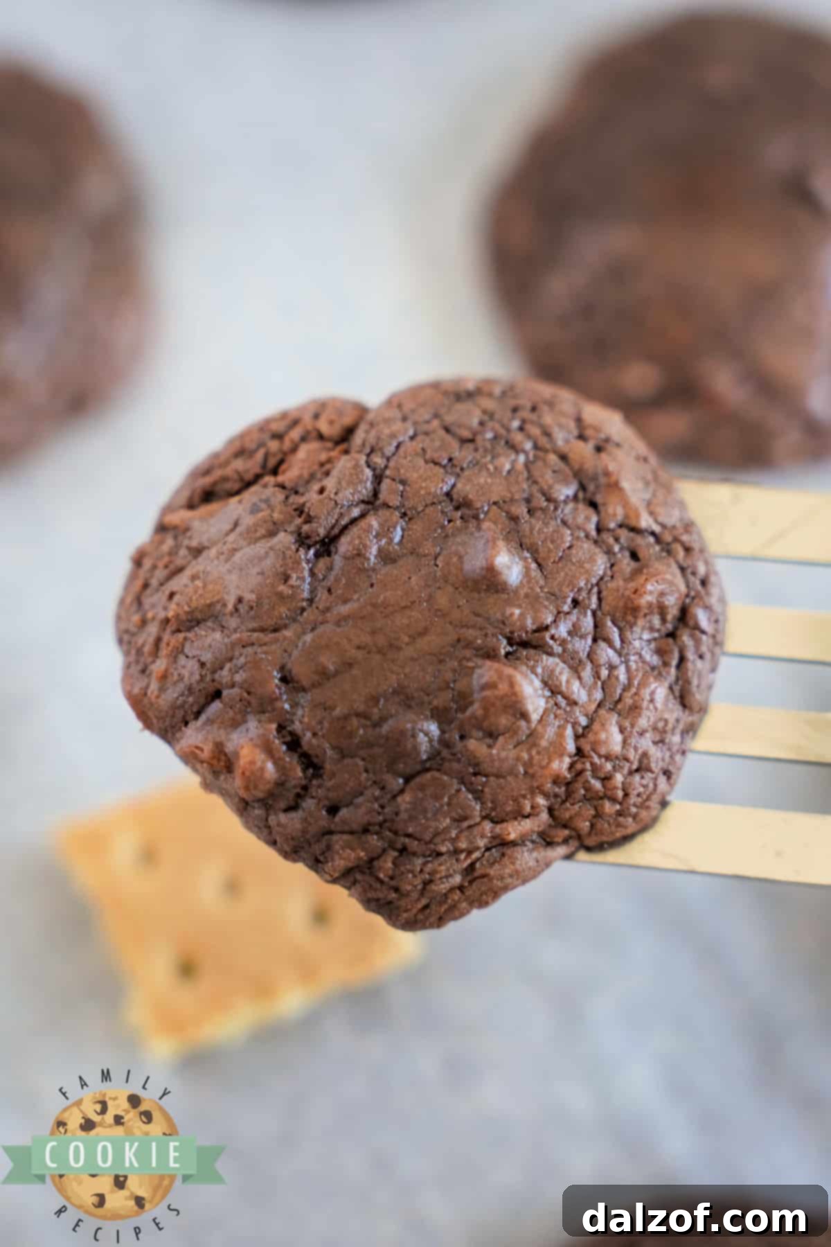 S'mores Brownie Mix Cookies 9 Using a spatula to carefully slide a warm brownie cookie onto a graham cracker square immediately after baking.