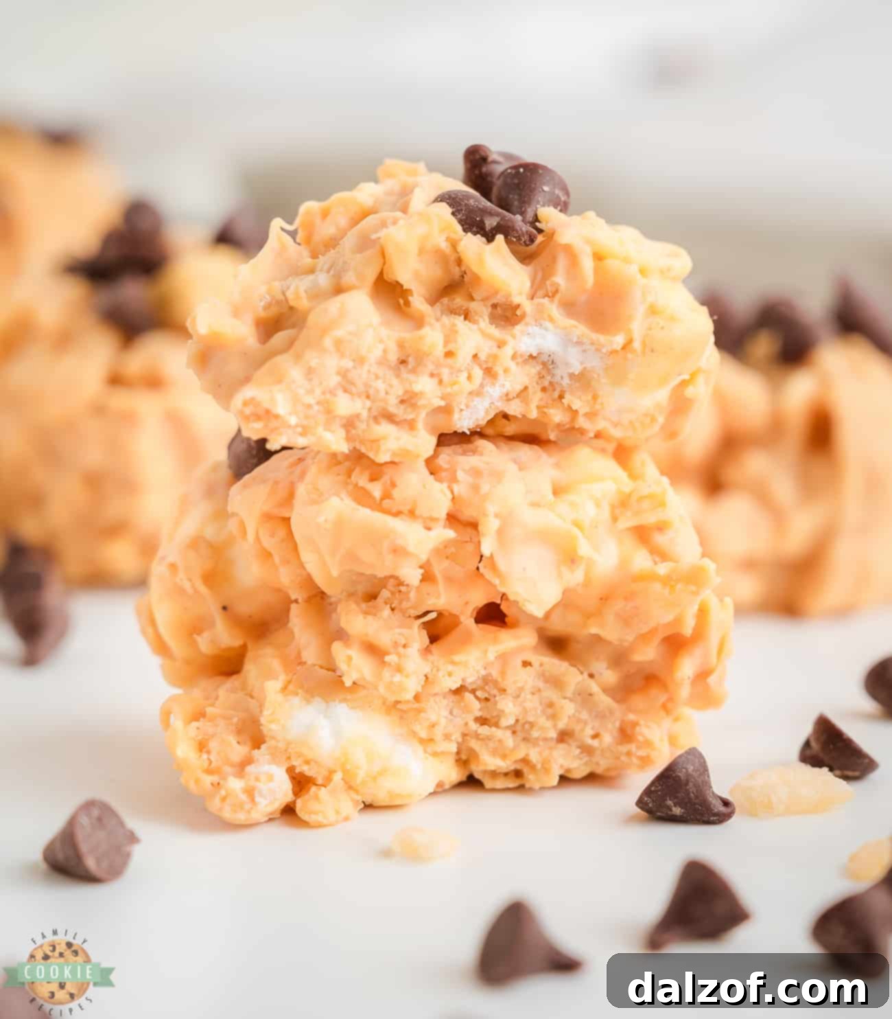 peanut butter marshmallow avalanche cookies broken in half