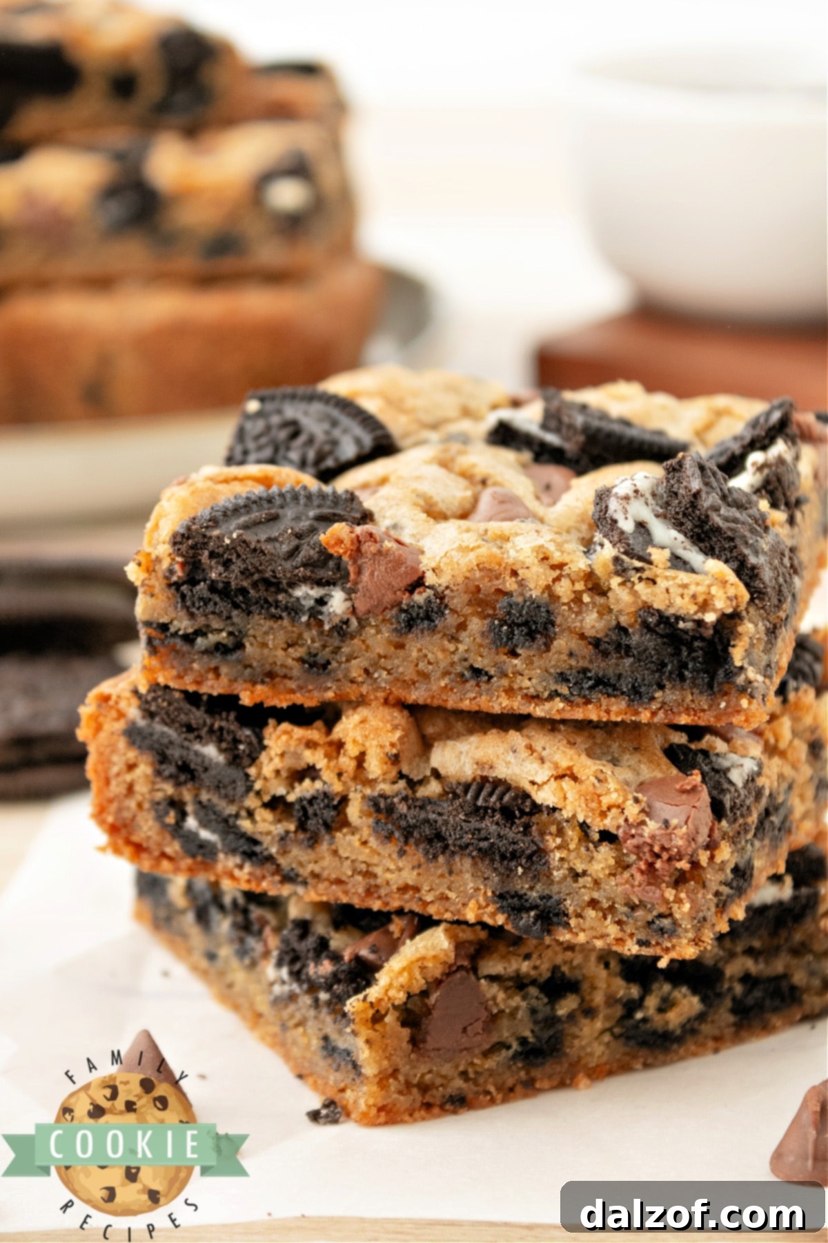 Stack of cookie bars.