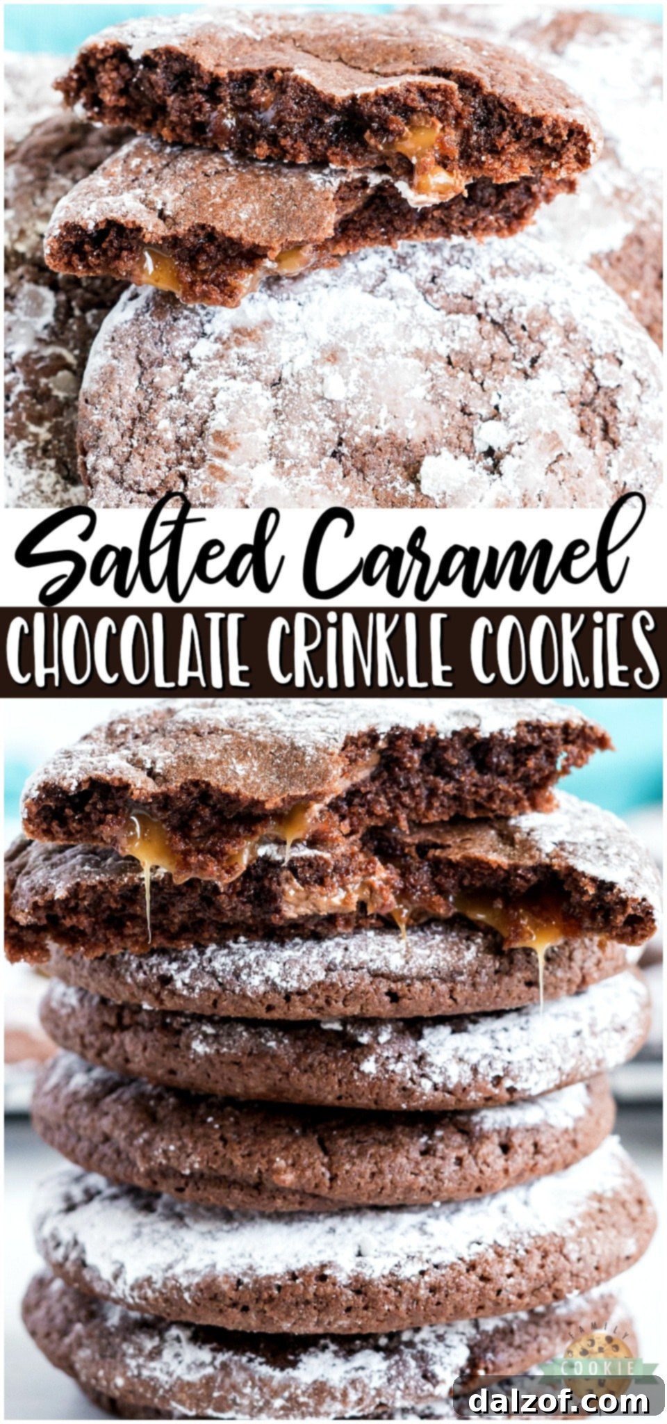 Caramel chocolate crinkle cookies are soft & chewy cookies with a salted caramel filling. Traditional Chocolate Crinkle Cookies with caramel filling that everyone loves! 