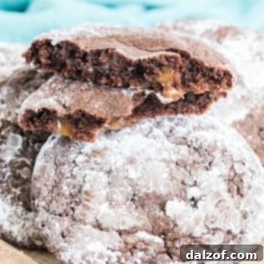 Caramel Stuffed Chocolate Crinkle Cookies recipe