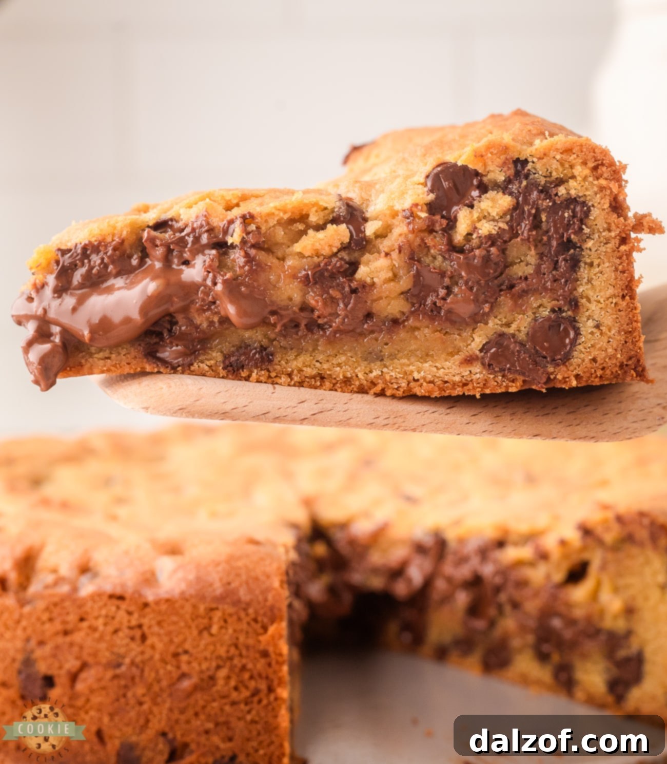 serving up a slice of stuffed cookie pie