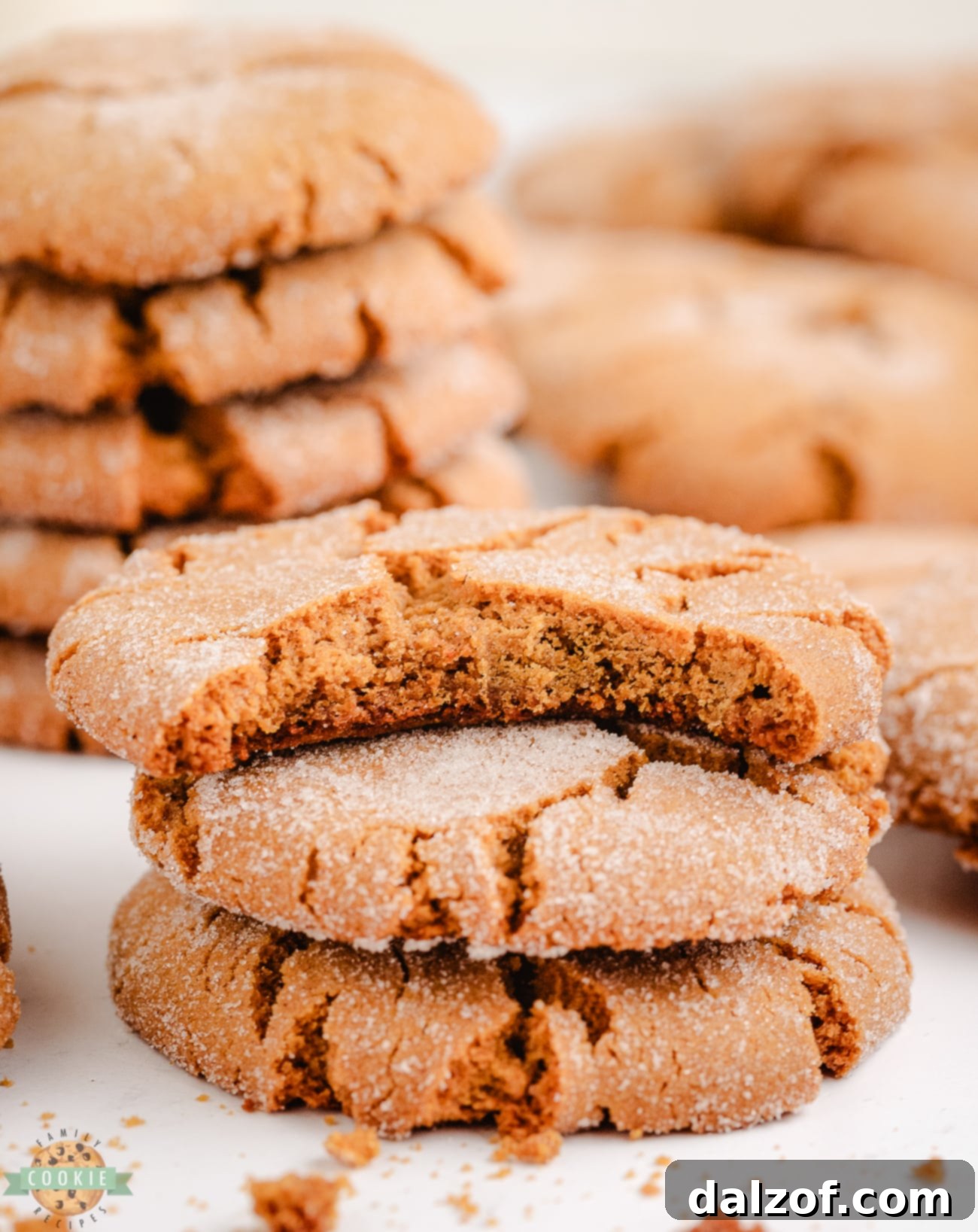 Magical Disneys Molasses Crackle Cookies 3 Molasses Crackle Cookies, showing a bite taken out, highlighting the chewy texture