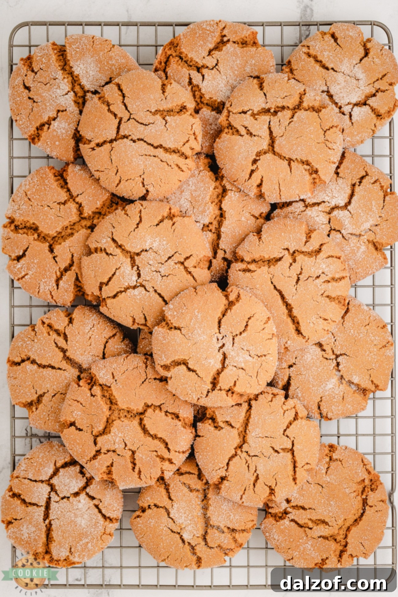 Magical Disneys Molasses Crackle Cookies 5 a pile of Molasses Crackle Cookies cooling on a wire rack, ready to be enjoyed