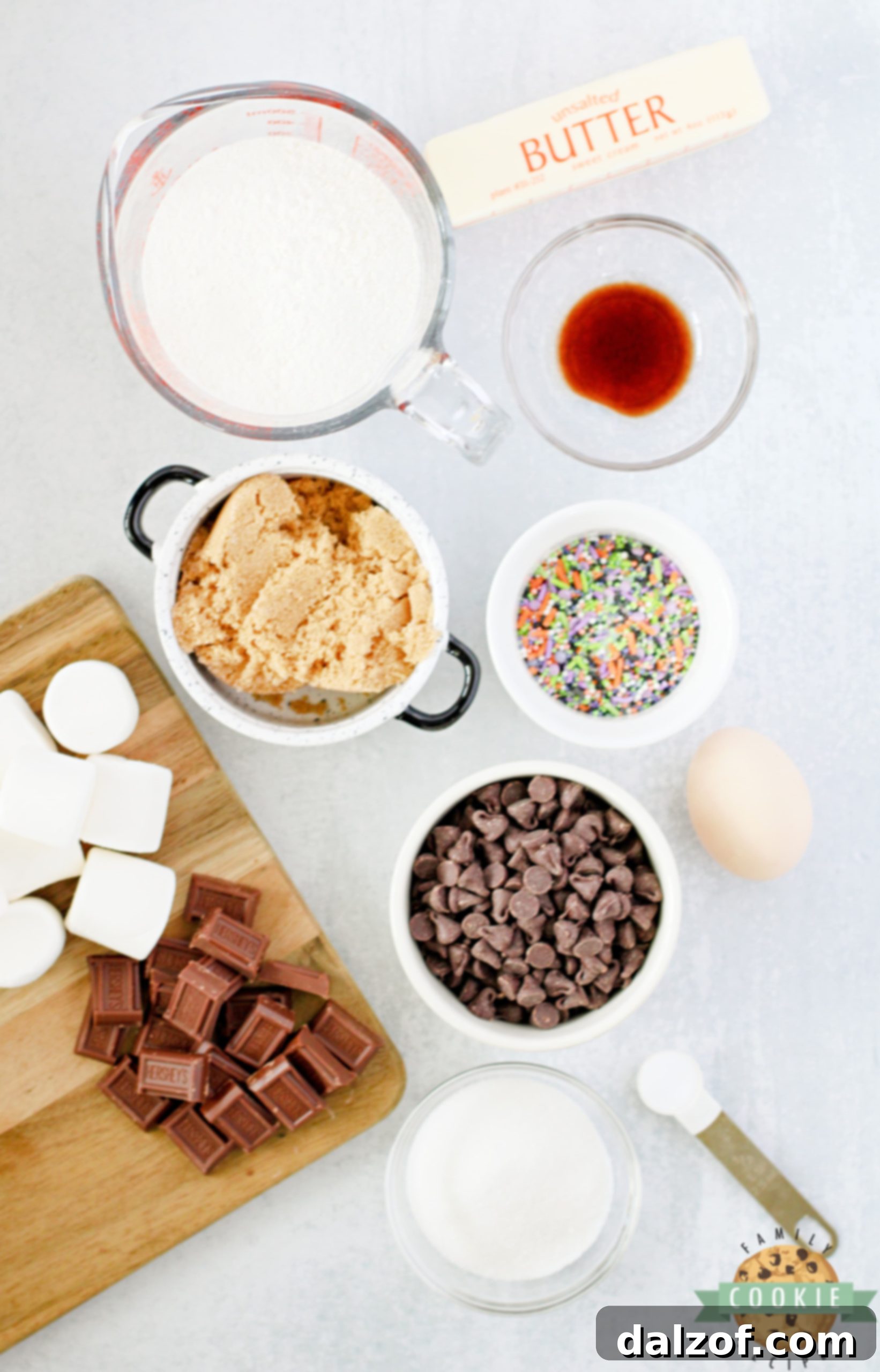Ingredients in Monster Stuffed S'mores Cookies. 