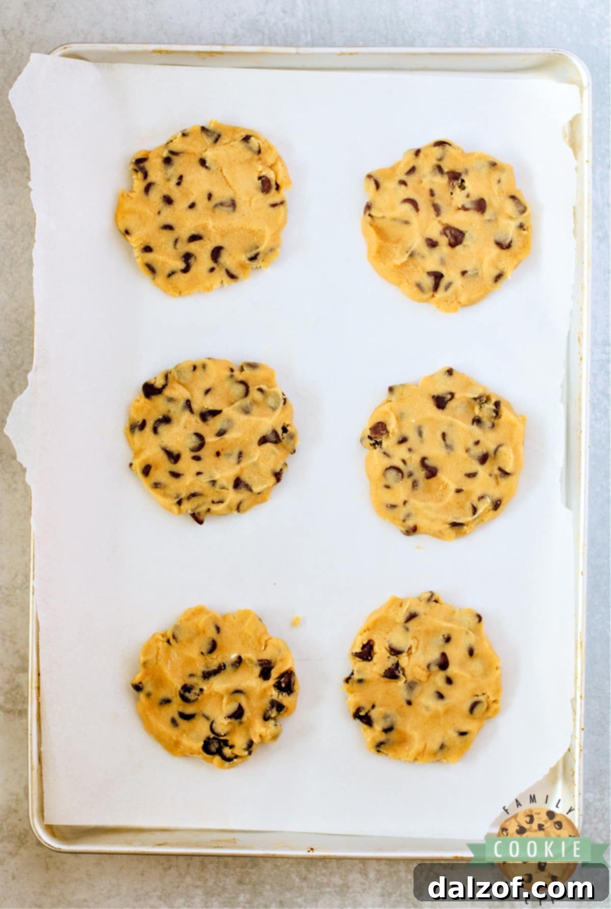 Flattened balls of cookie dough.
