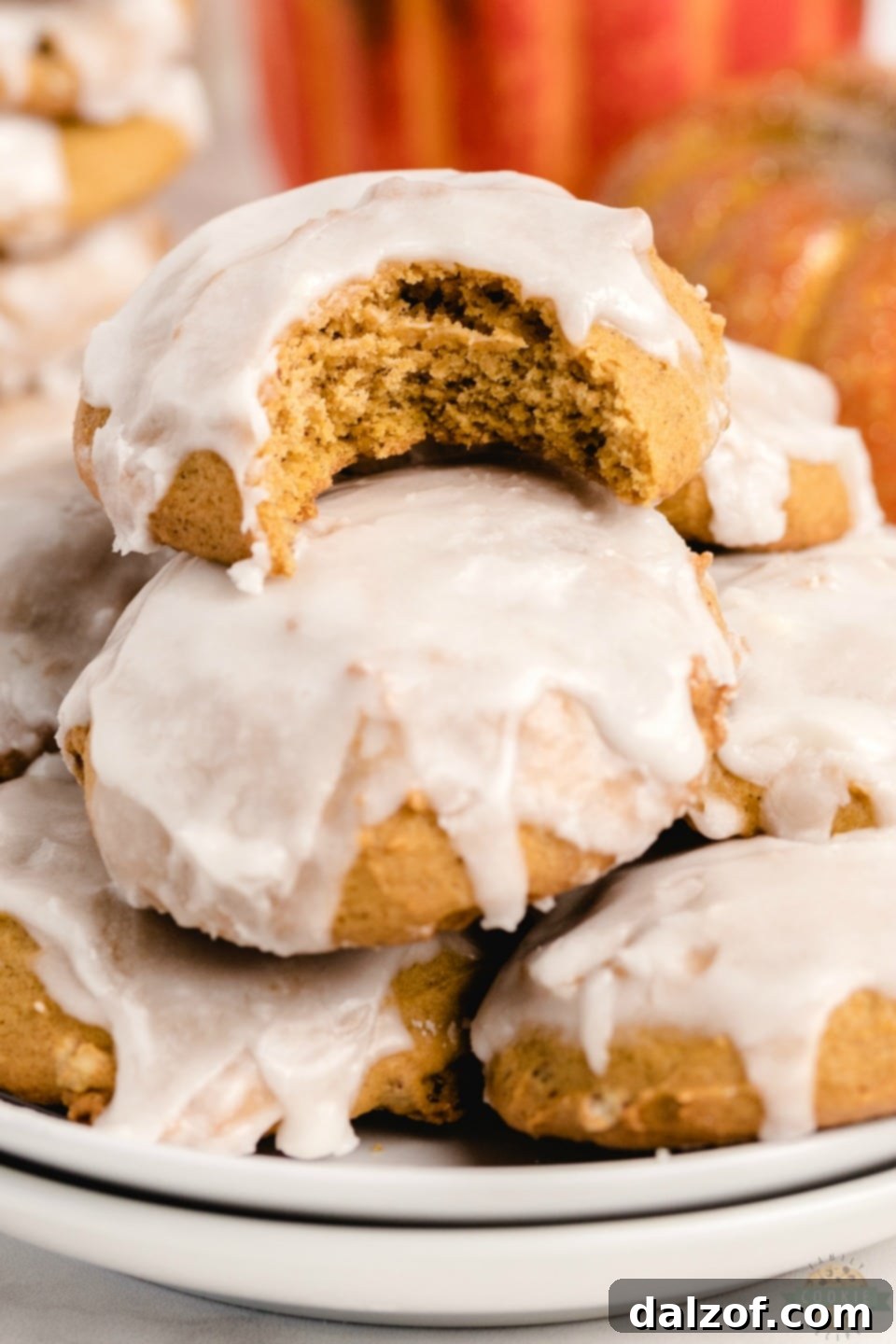 Glazed Pumpkin Cookies - soft and sweet pumpkin dessert with vanilla icing, perfect for fall