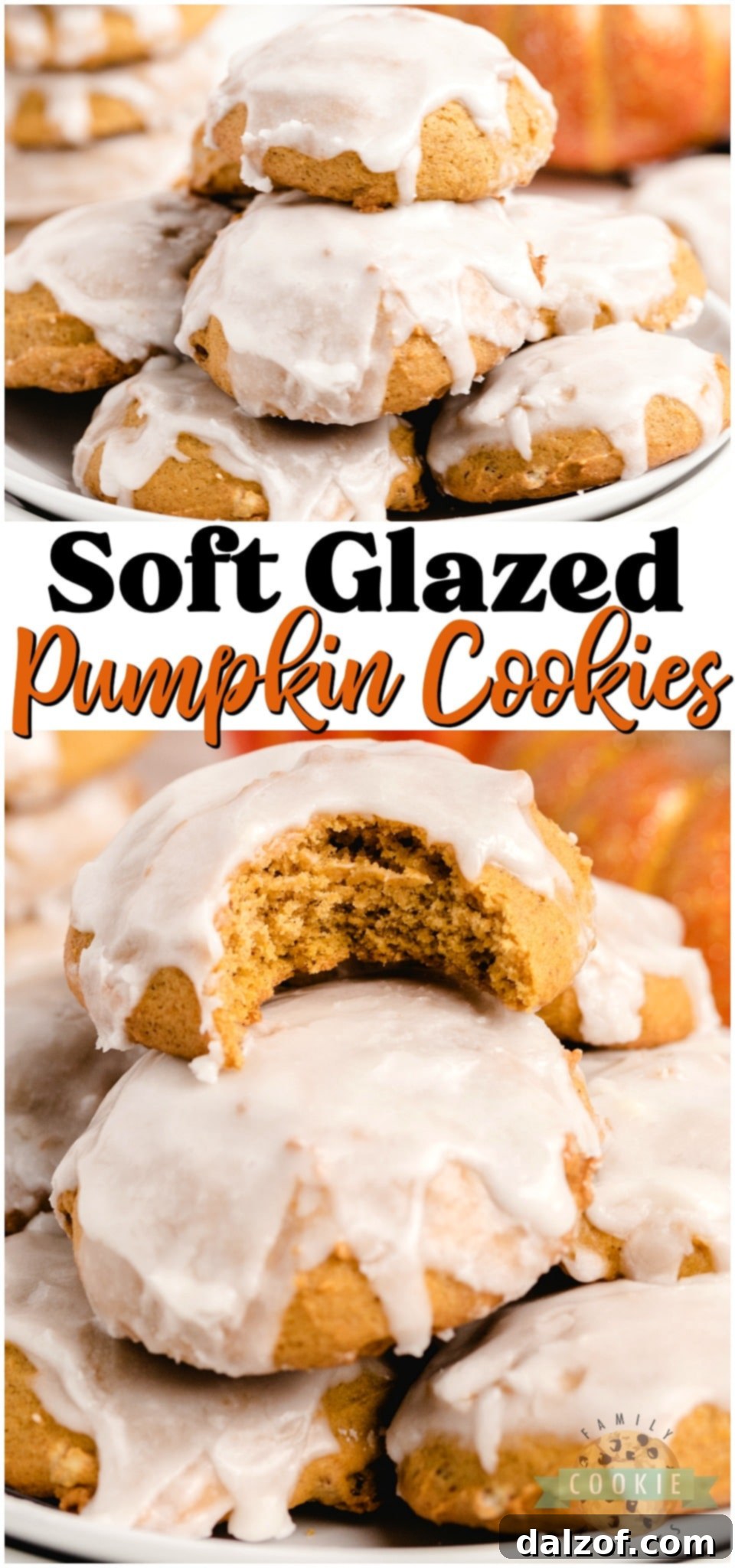 Iced Pumpkin Cookies are soft, spiced treats with vanilla glaze, perfect for fall baking and pumpkin lovers, featured in a beautiful styled shot.