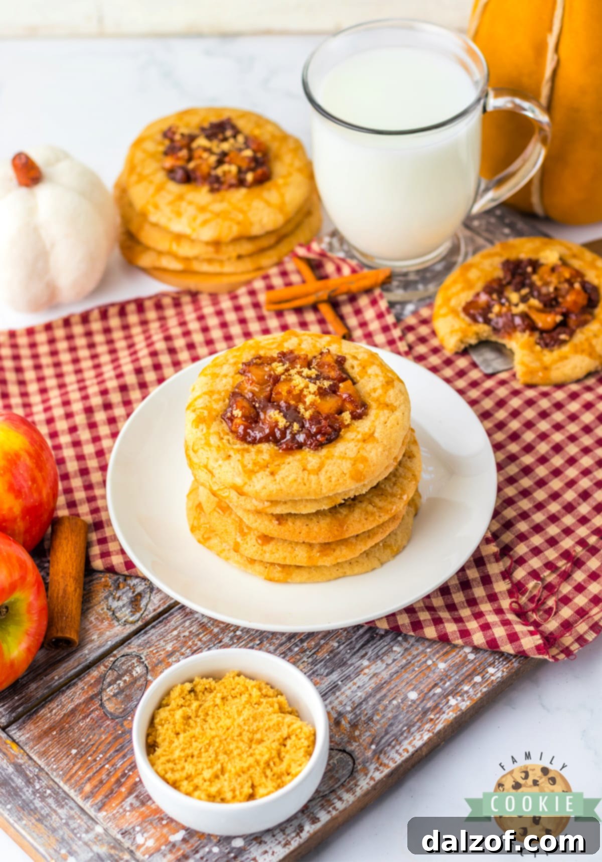 Thumbprint cookies with apple filling. 