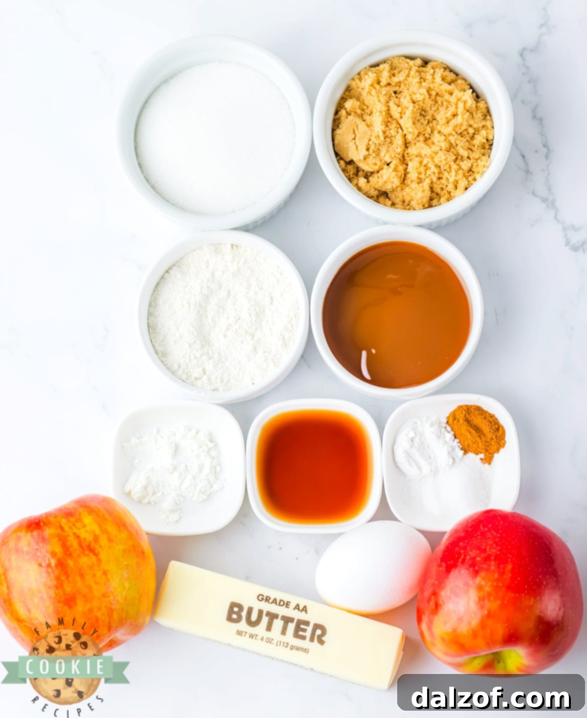 Ingredients in Spiced Apple Thumbprint Cookies.