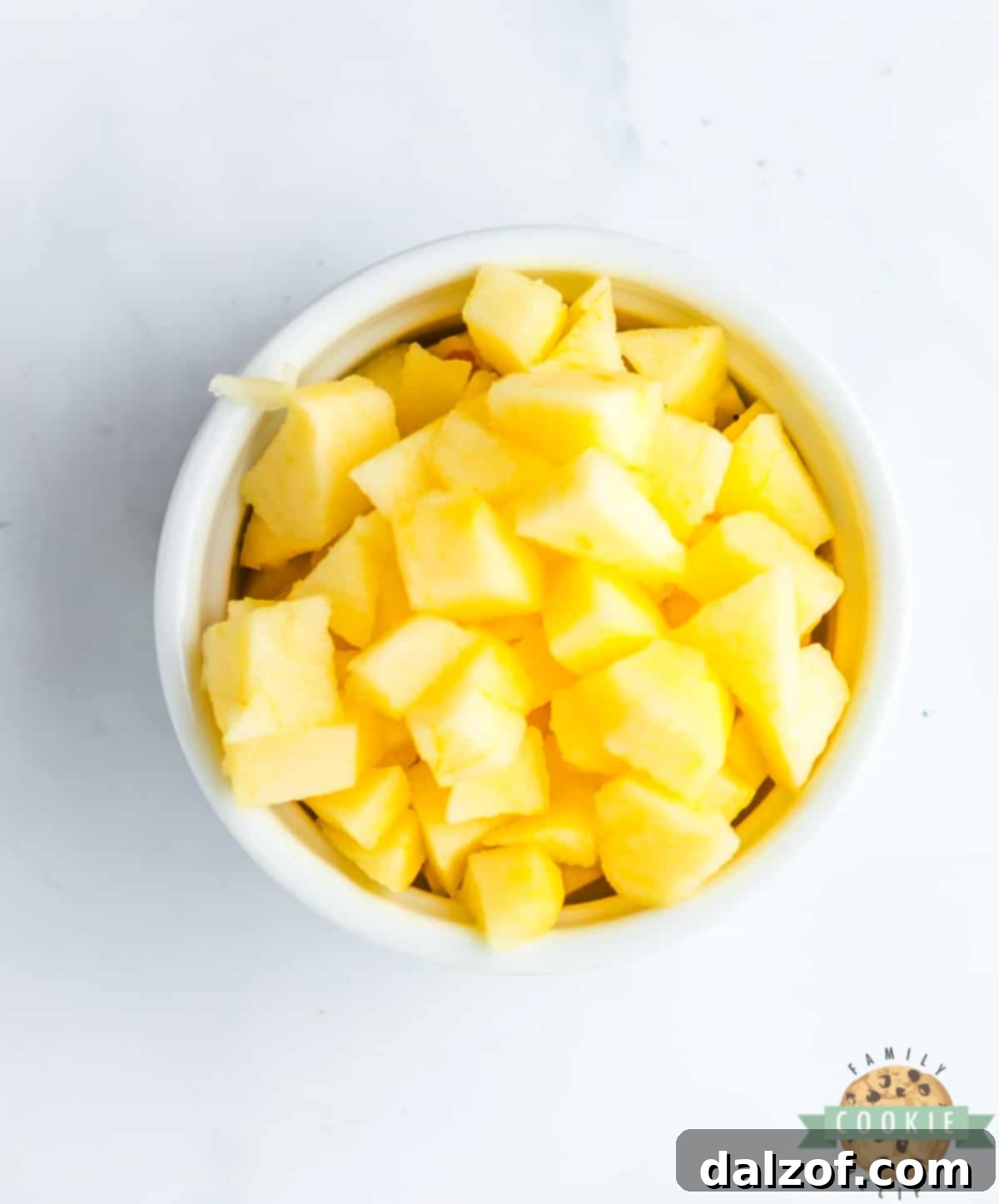 Diced apples.