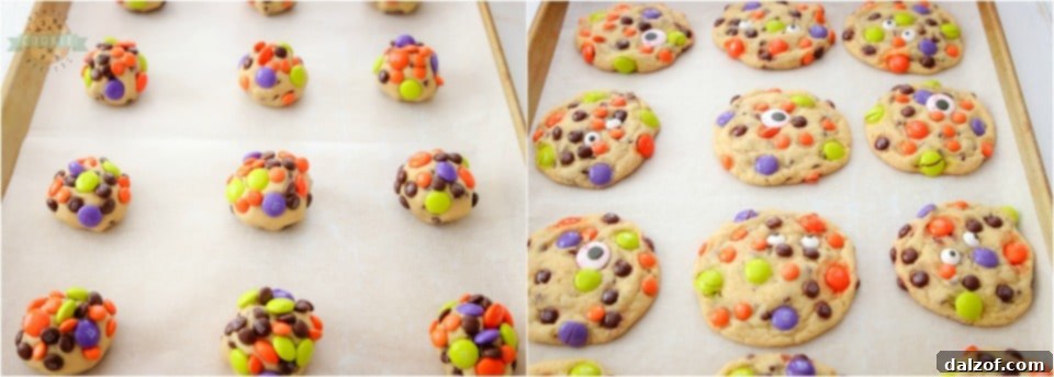 how to make Easy M&M Candy Halloween Cookies recipe