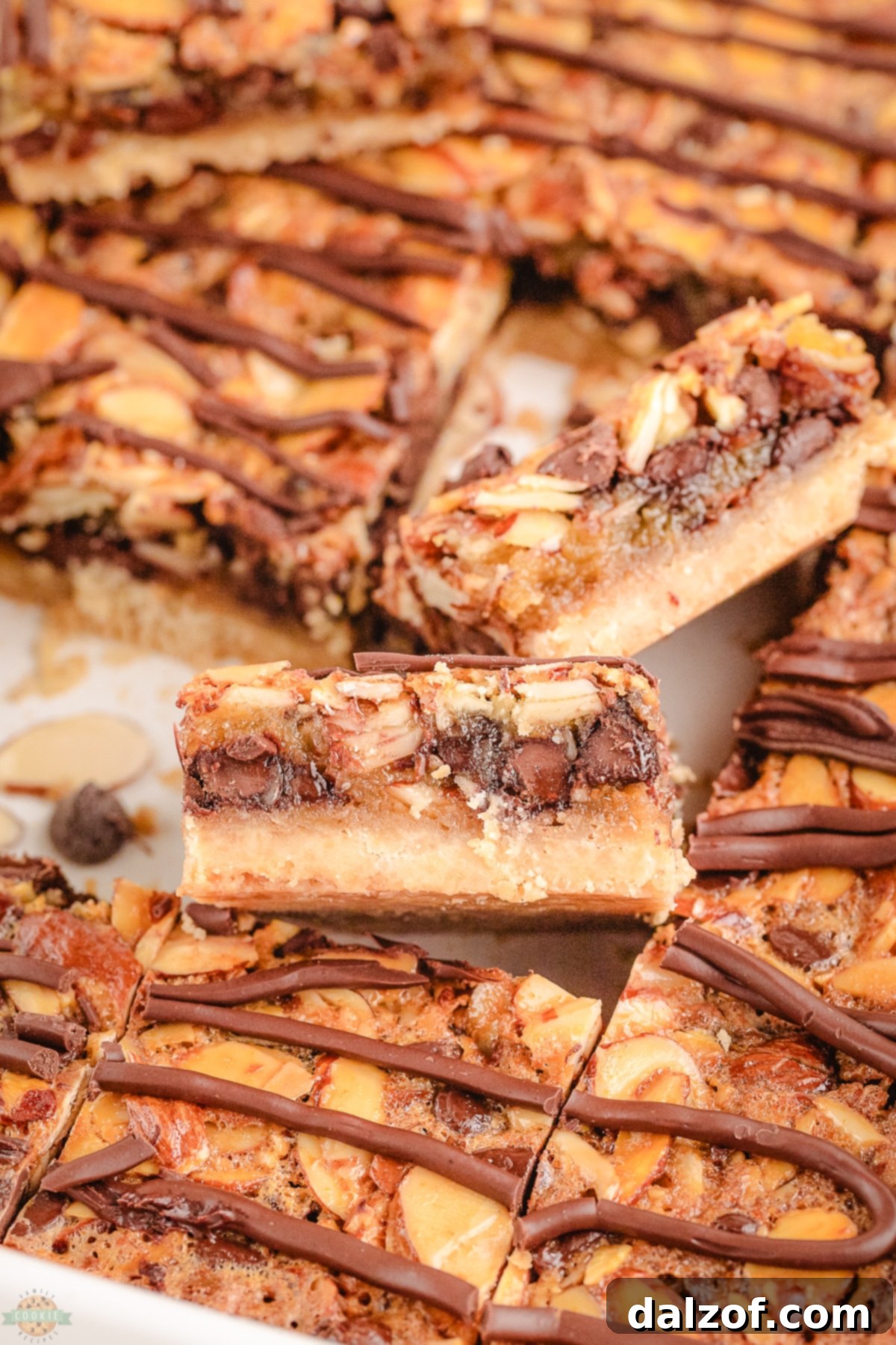 tray of chocolate almond bars