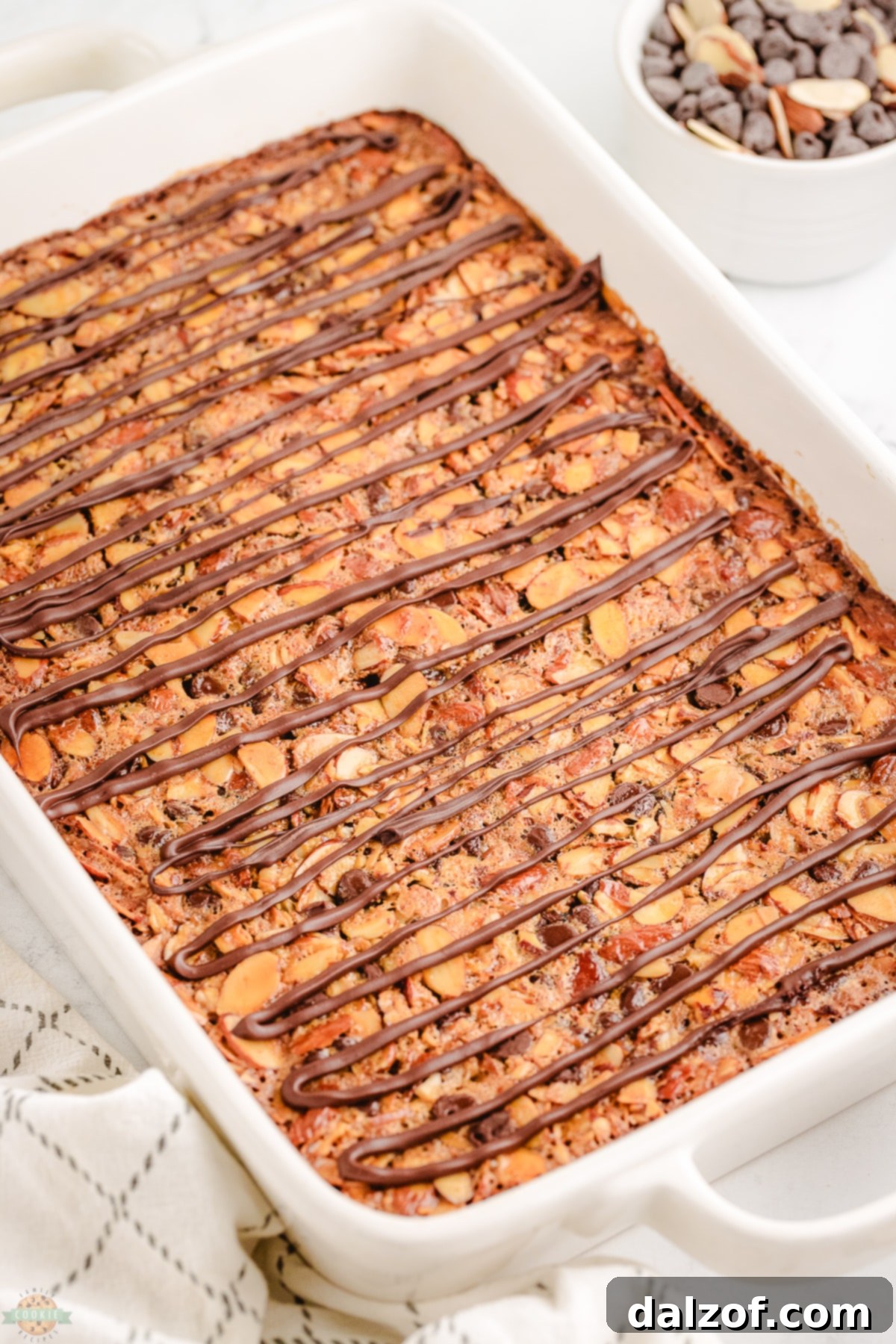pan of chocolate almond bars