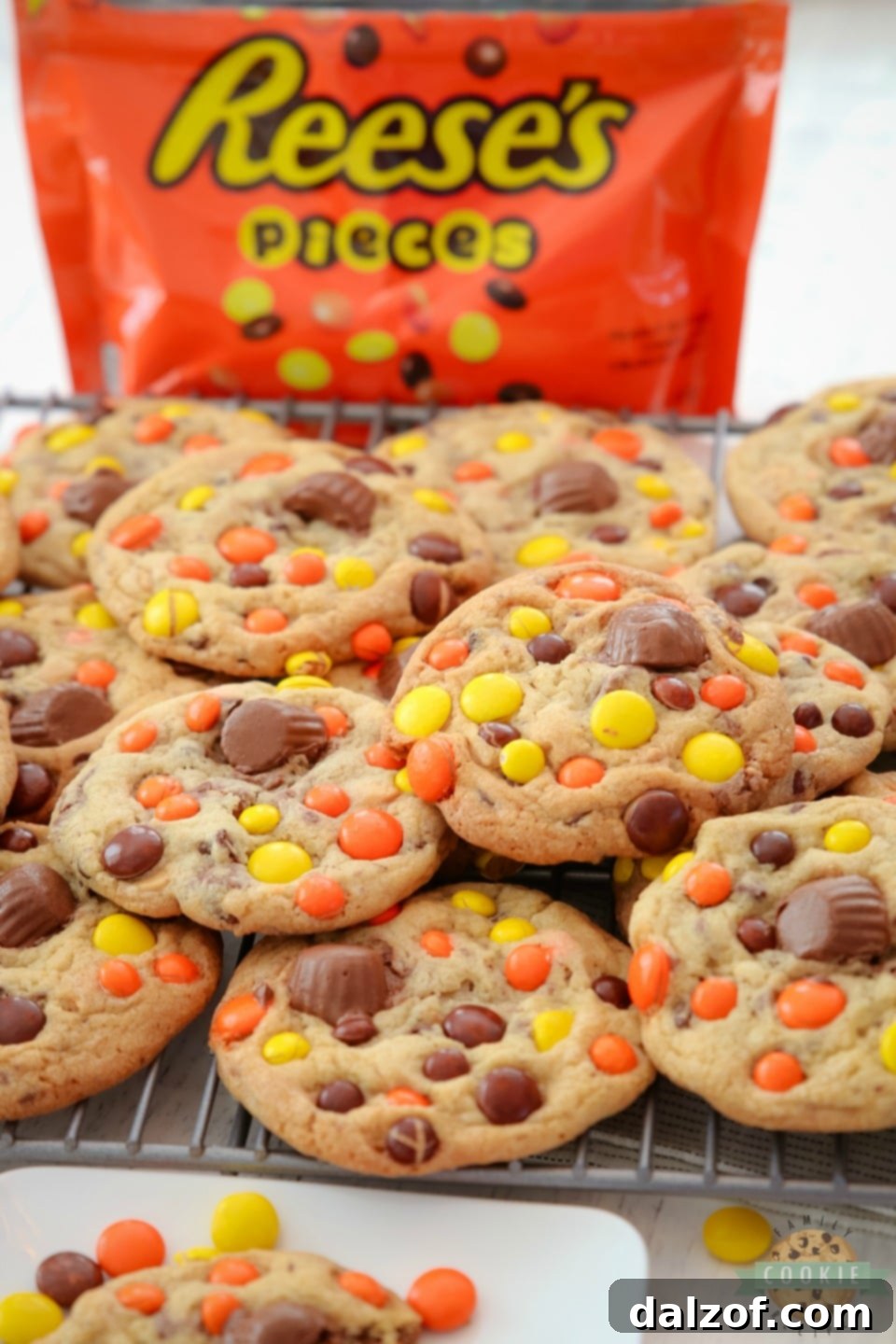 Loaded Reese's Cookies recipe, showcasing a variety of Reese's candies