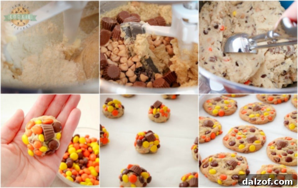 How to make Loaded Reese's Cookies recipe with step-by-step visuals