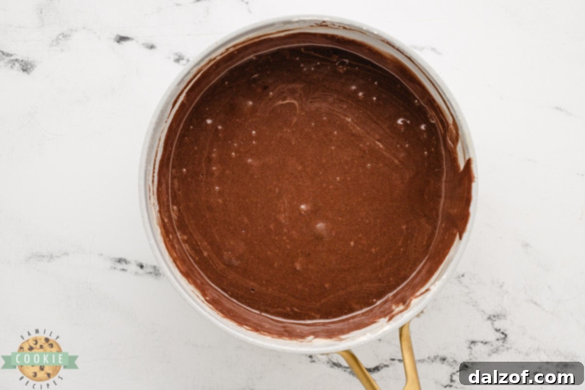 Melted fudge topping.