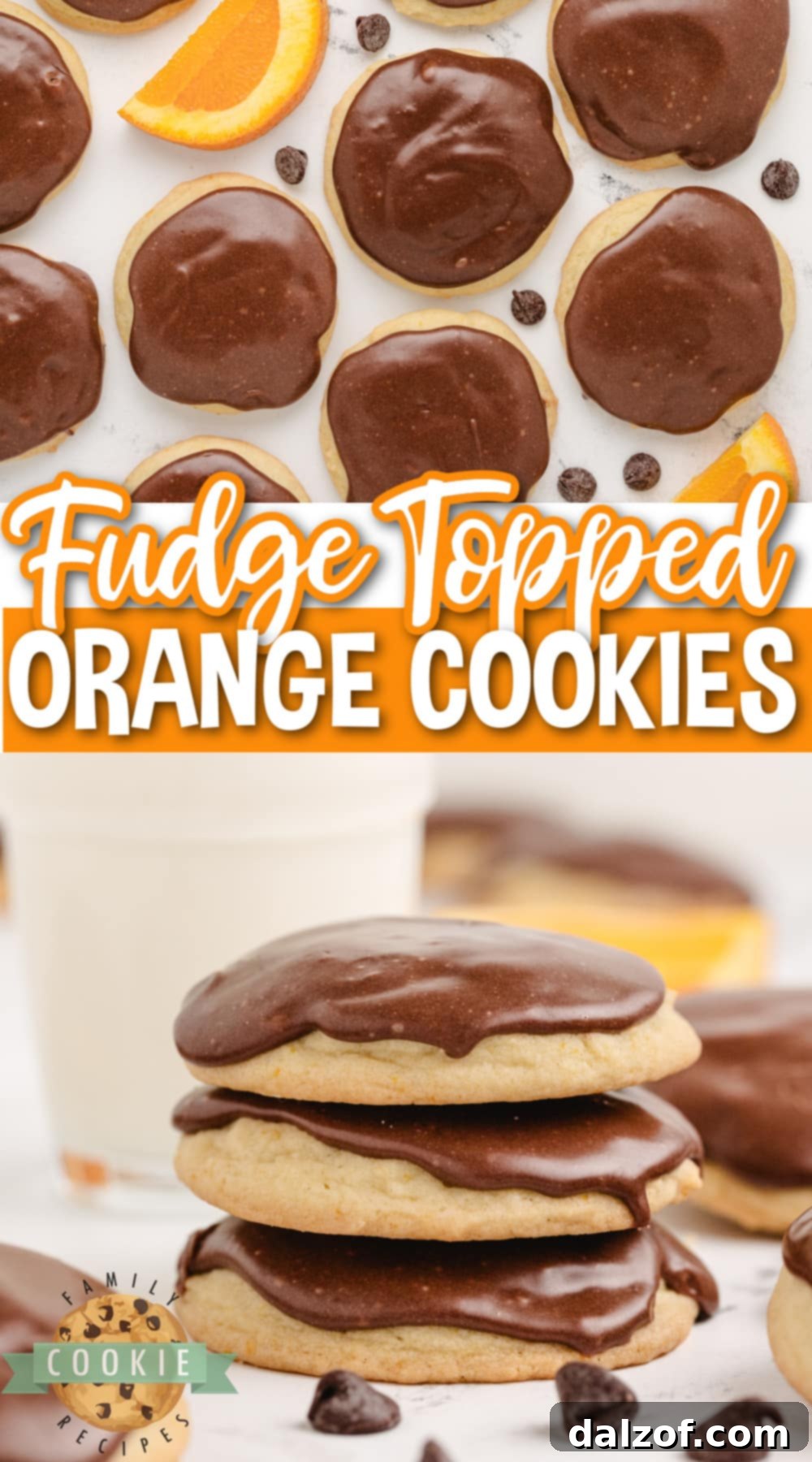 Fudge Topped Orange Cookies are soft, chewy orange cookies that are topped with a rich and creamy fudge topping. Delicious cookies made with the perfect combination of chocolate and orange.