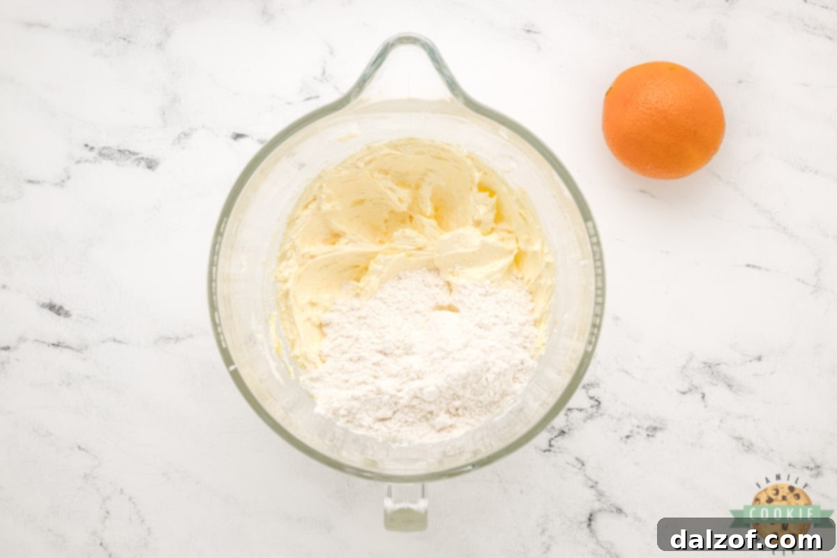Add flour and baking soda. 