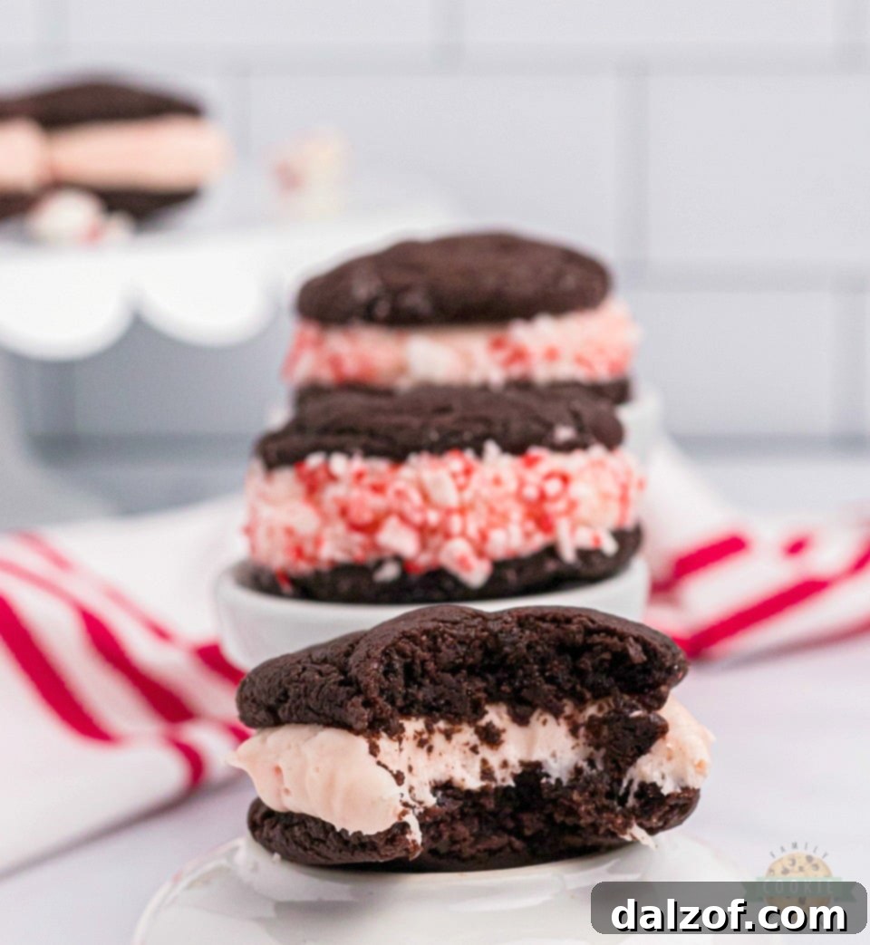 Holiday Peppermint Chocolate Sandwich Cookies: ingredients for the cookies and filling