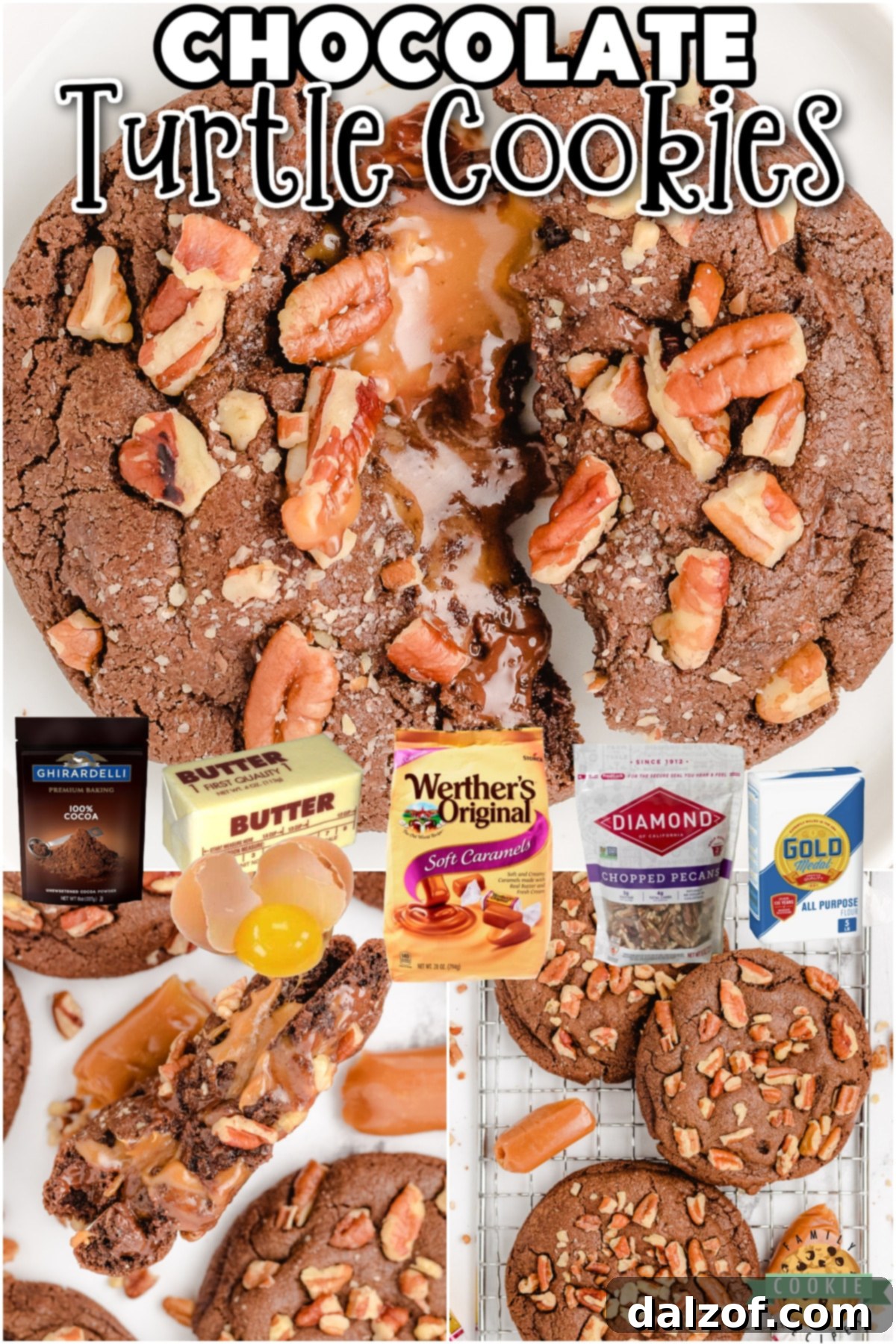 Chocolate Turtle Cookies are double chocolate chip cookies stuffed with caramel & pecans! Decadent Turtle Cookie recipe that everyone loves!
