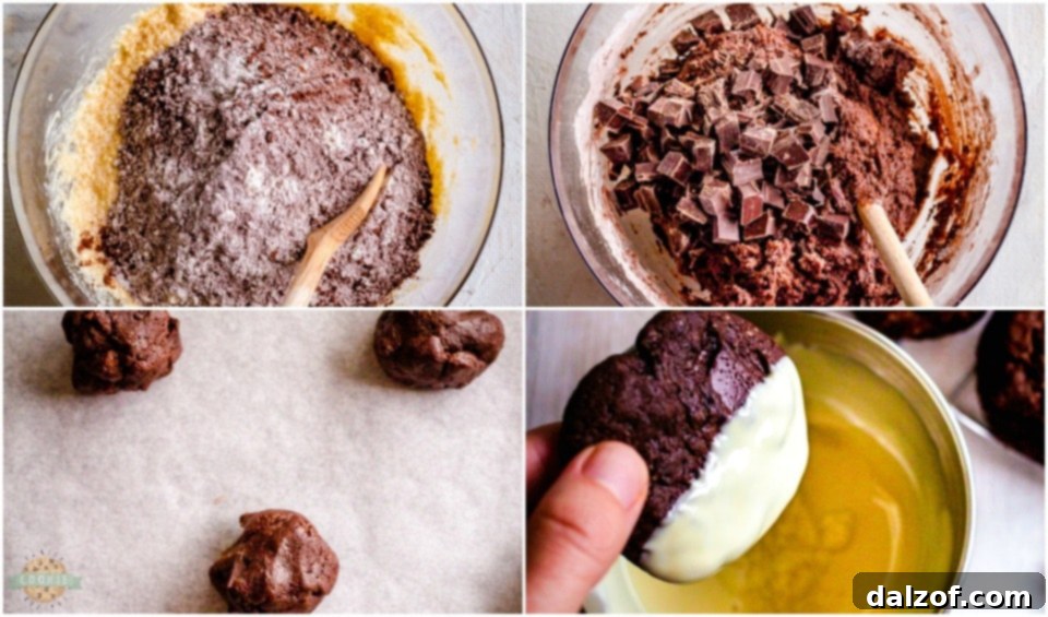 how to make Double Chocolate Brownie Peppermint Cookie recipe