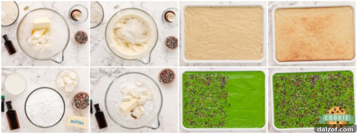 Step by step instructions on how to make Christmas sugar cookie bars.
