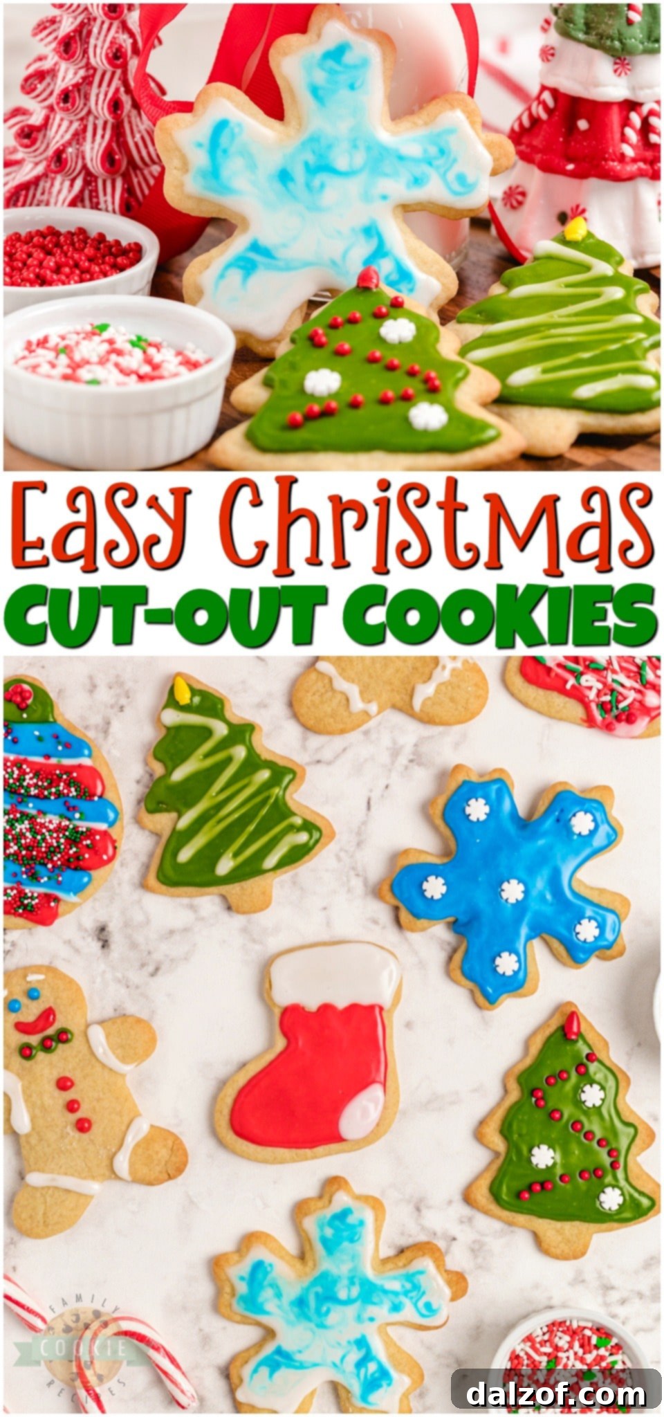 Classic Christmas Cut-Out Cookies perfect for the holidays! Easy sugar cookies for cookie cutters with a simple shiny cookie icing that everyone loves.