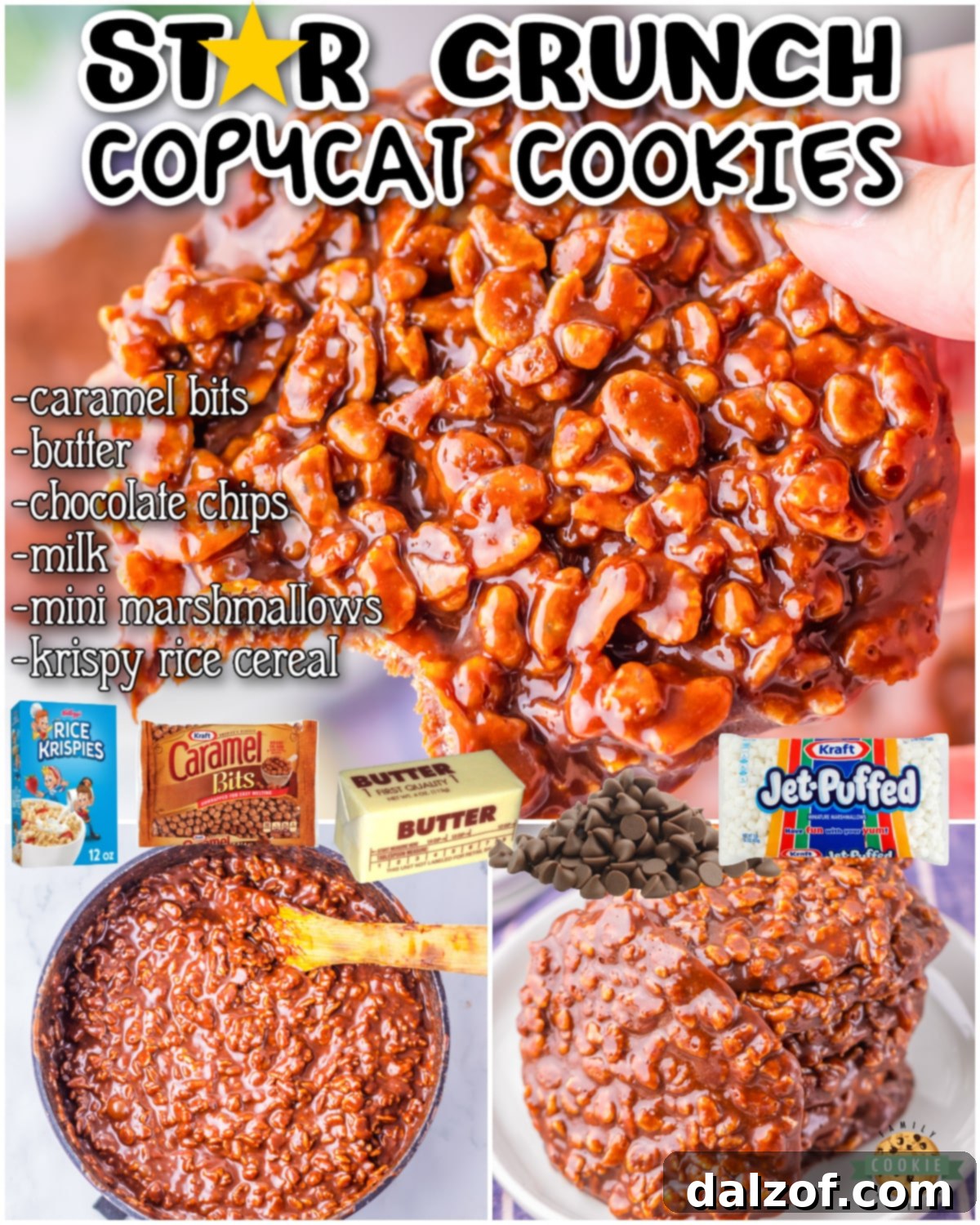 Copycat Star Crunch Cookies are even better than Little Debbie's! Gooey marshmallow combines with crispy rice cereal for an irresistible taste & crunch that outshines the store-bought version!