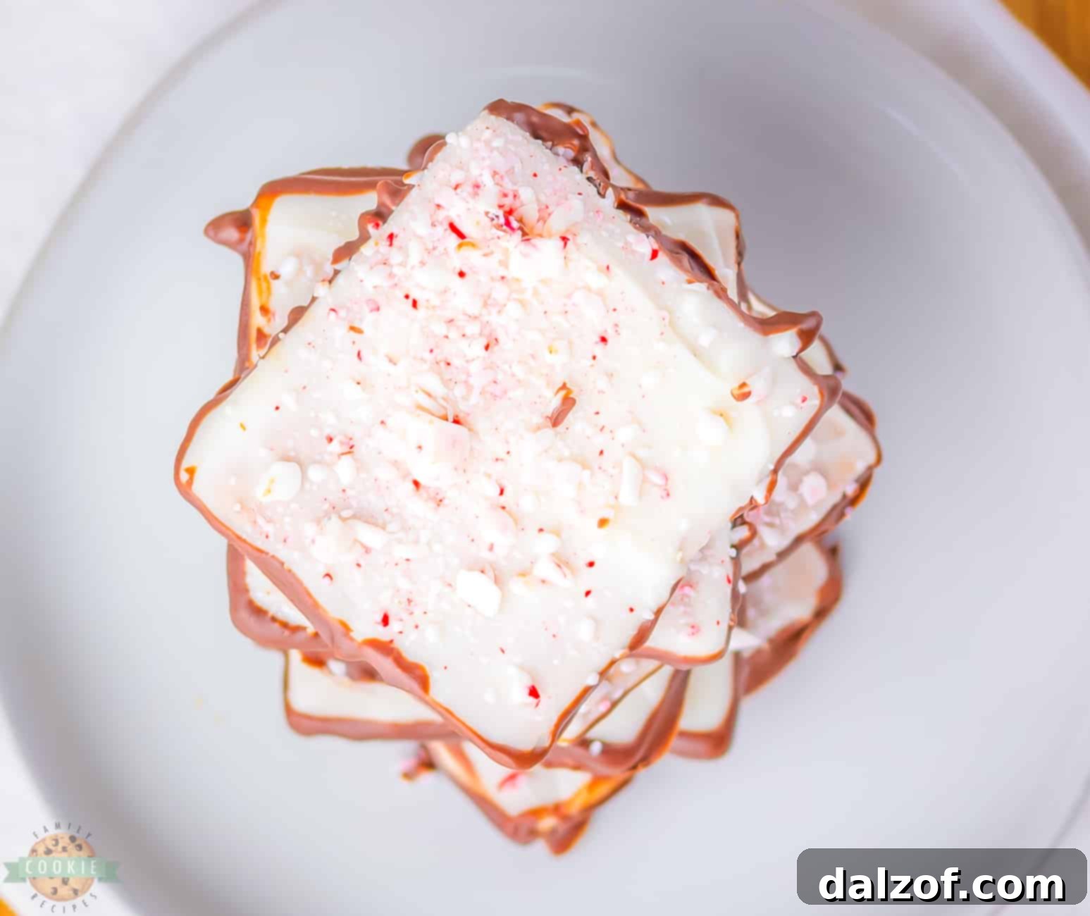peppermint bark grahams sprinkled with candy cane pieces