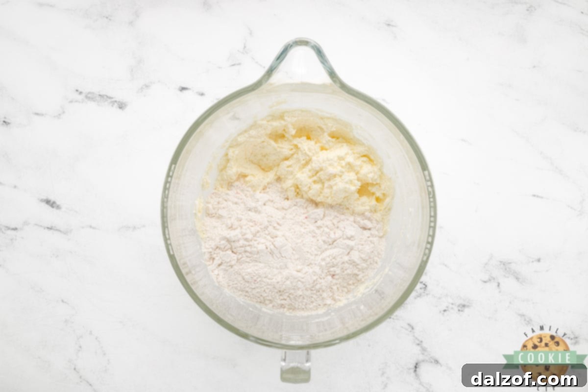 Mix wet and dry ingredients together. 