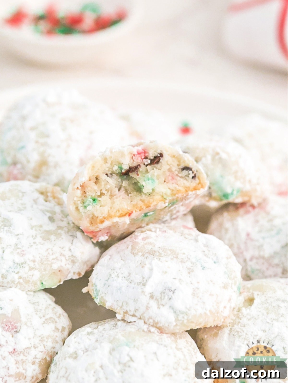 Cookies made with mini chocolate chips and sprinkles.