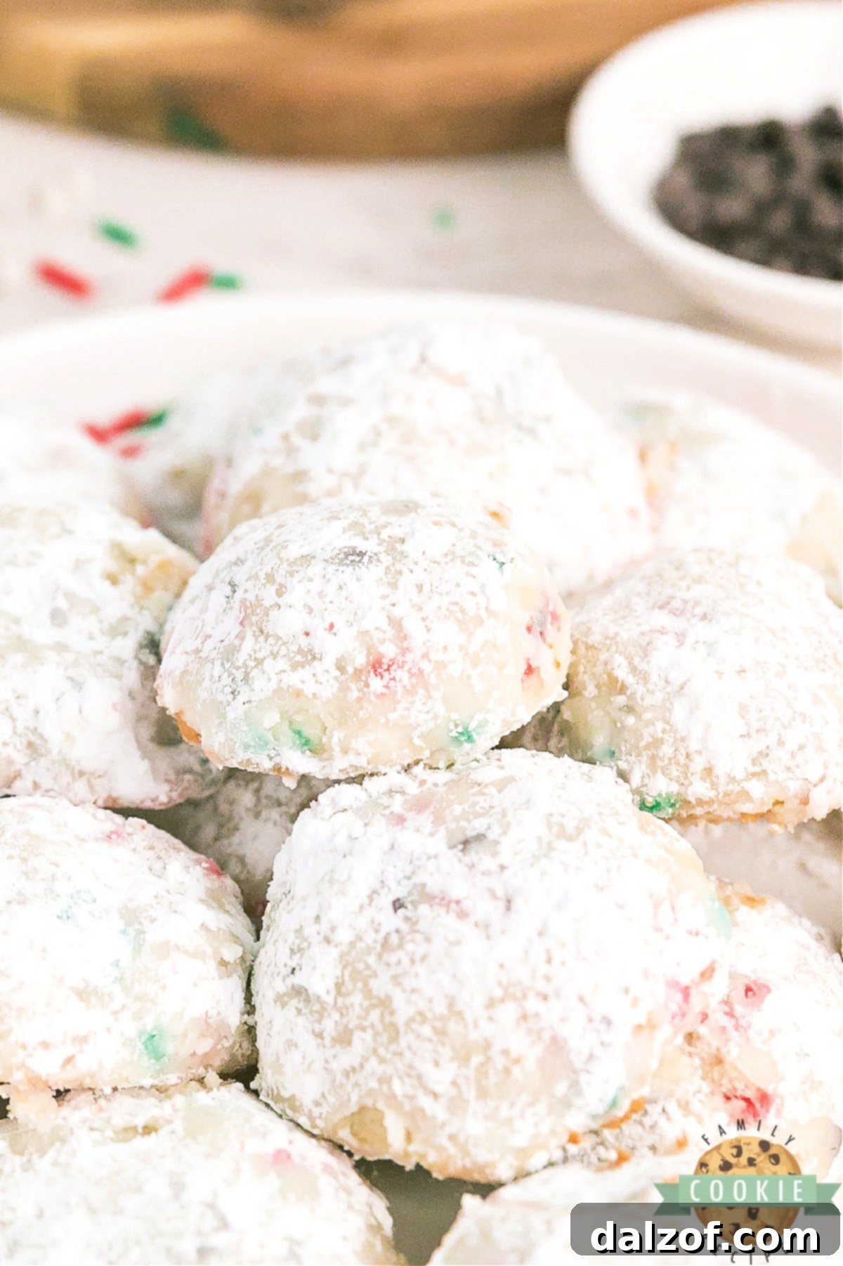 Holiday snowball cookies.