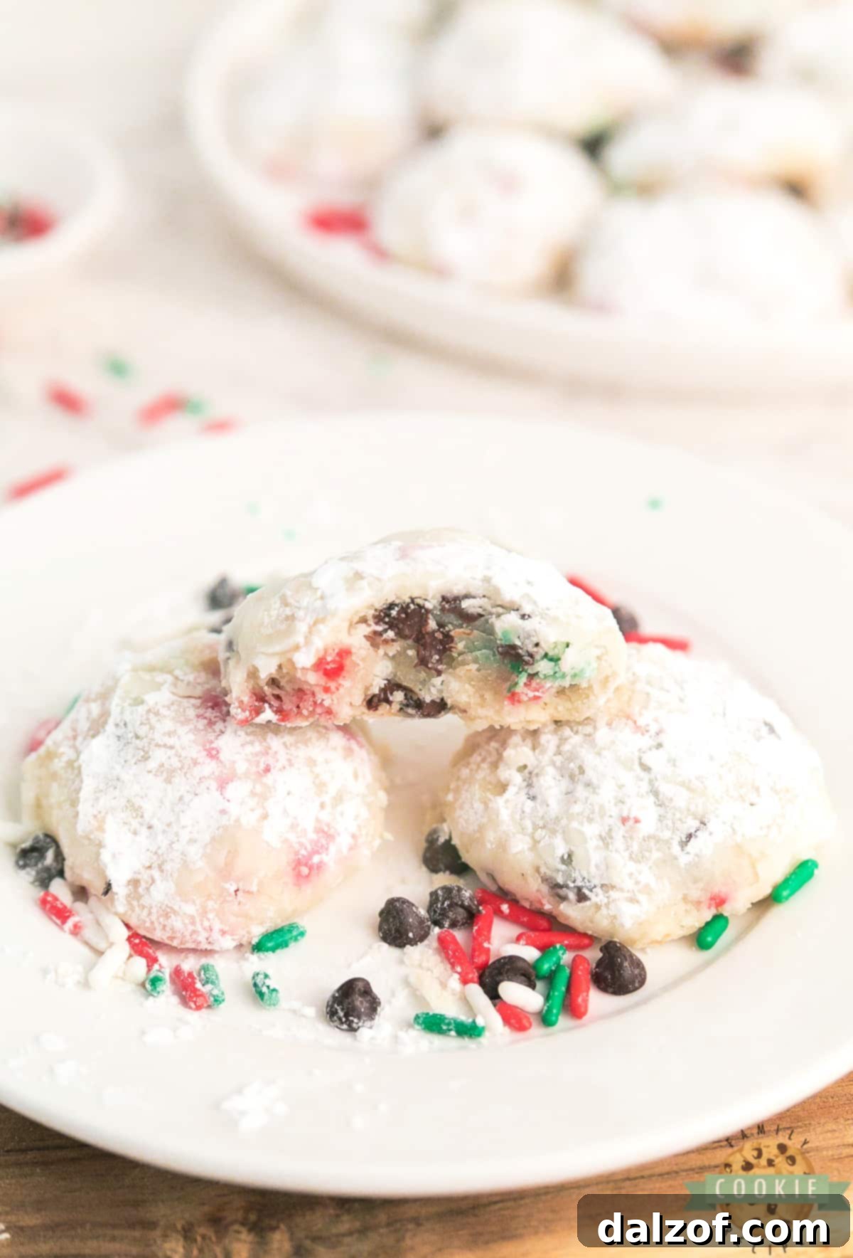 Cookies made with sprinkles and mini chocolate chips.
