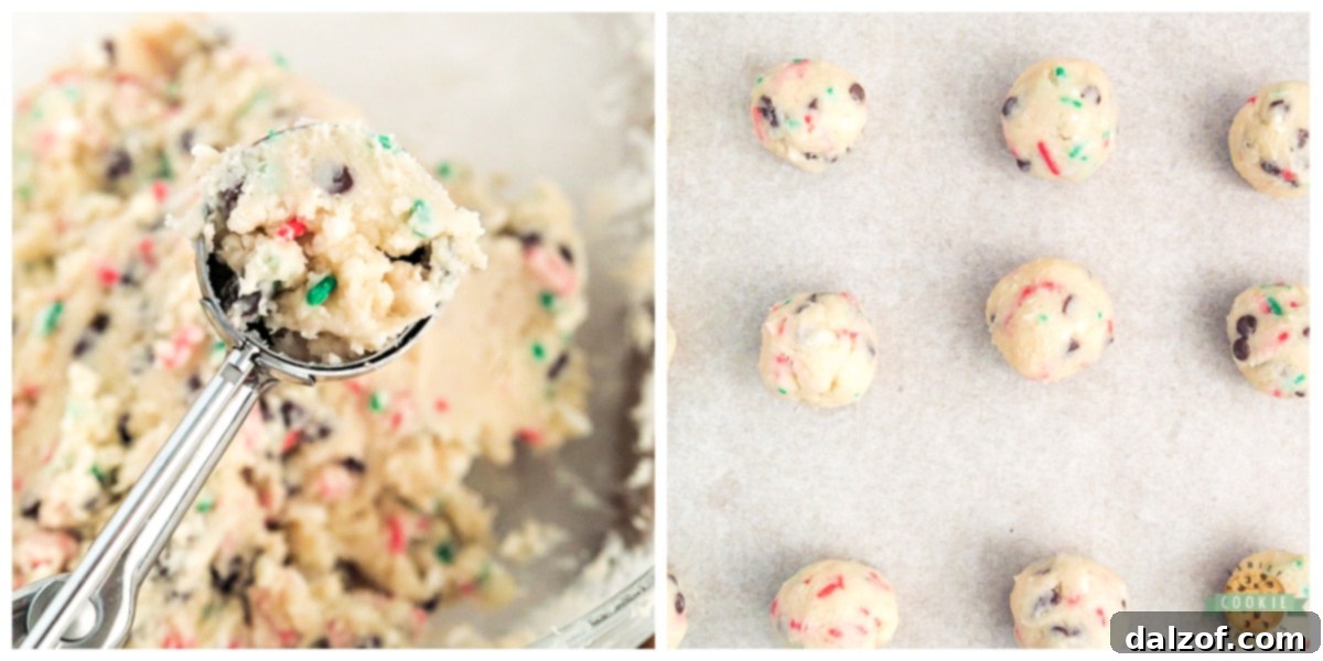 Scoop cookie dough onto baking sheet.