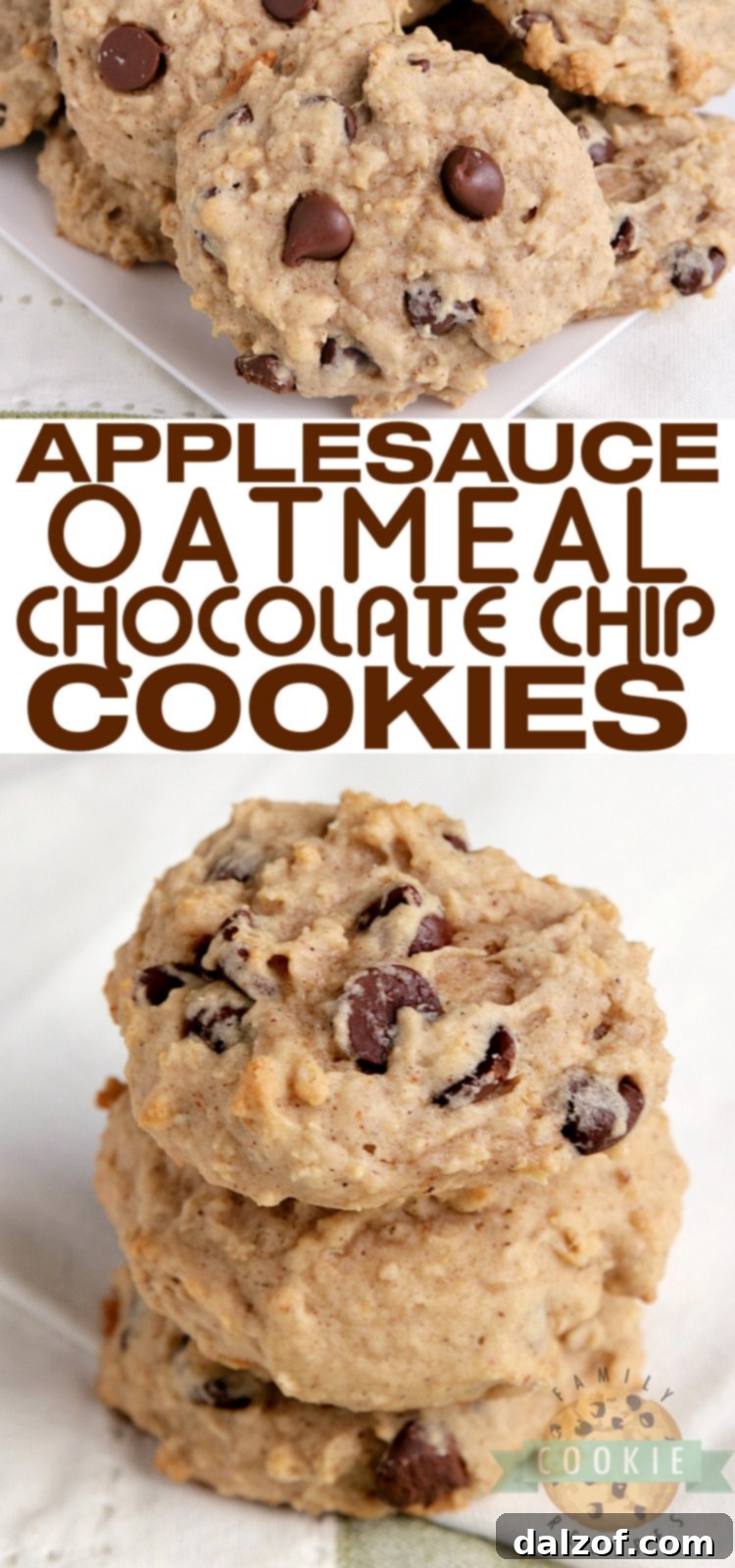 Chewy Applesauce Oat Chocolate Chip Delights 7 A beautifully arranged display of freshly baked Applesauce Oatmeal Chocolate Chip Cookies, highlighting their golden edges and soft interiors.