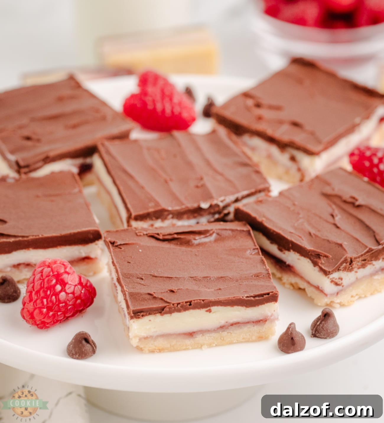 plateful of chocolate raspberry bars
