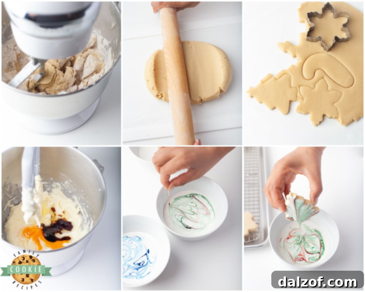 how to make marbled Christmas cookies