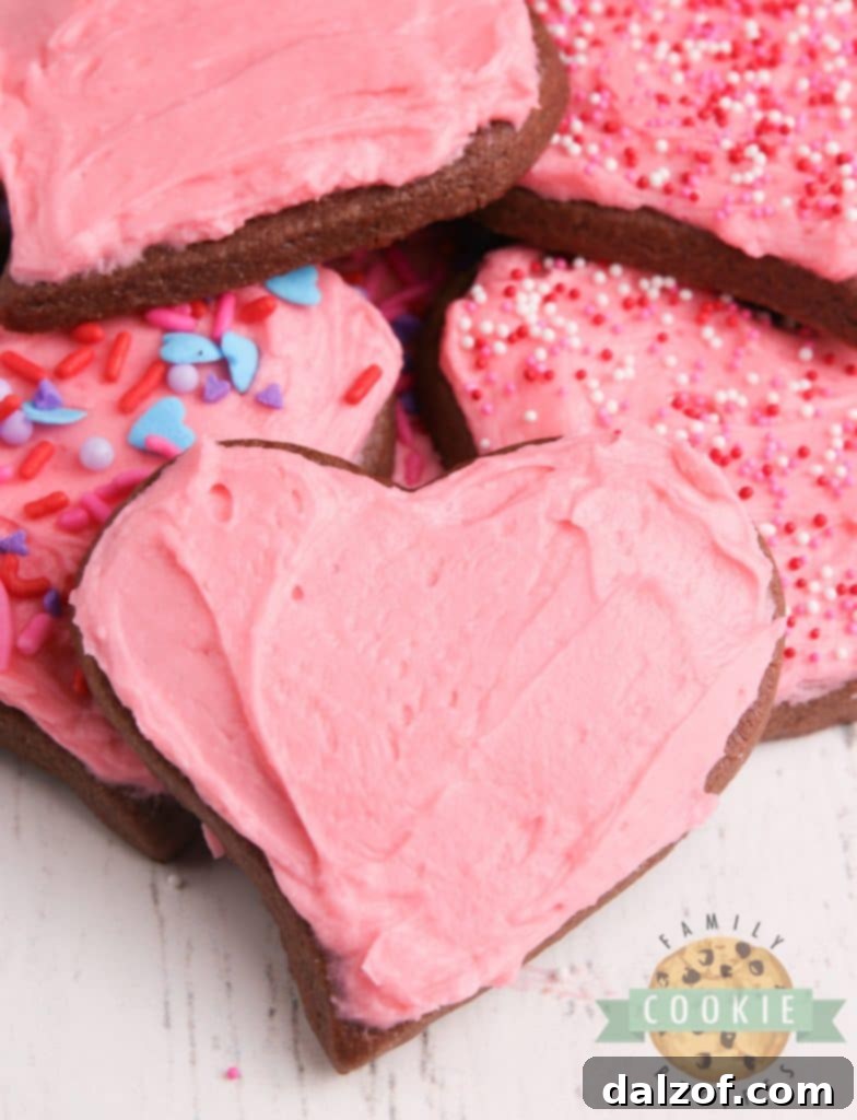 Chocolate sugar cookies in various shapes
