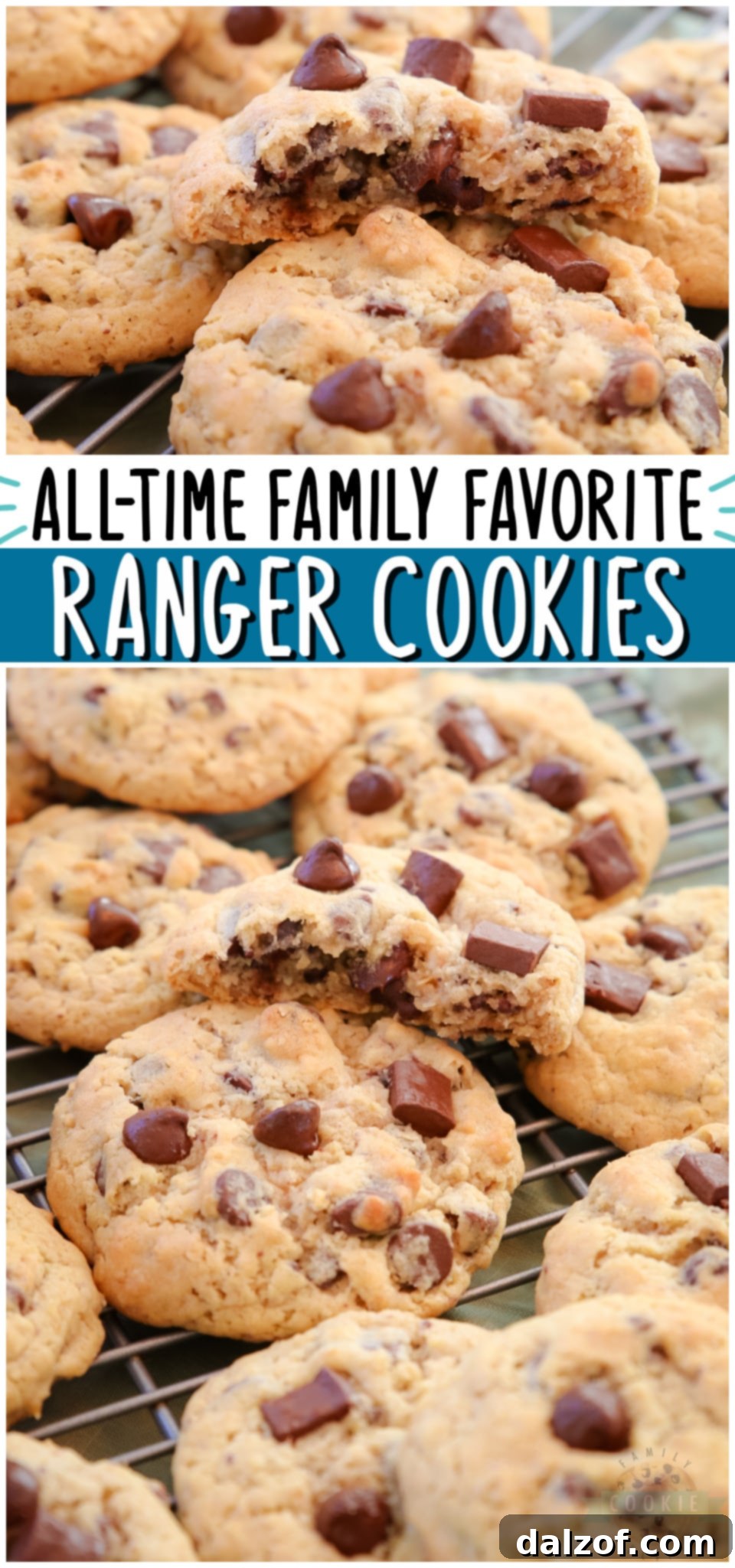 Simple Ranger Cookie recipe made with quick oats and lots of chocolate chips! Soft & chewy chocolate chip cookie with added oats for fantastic flavor & texture.
