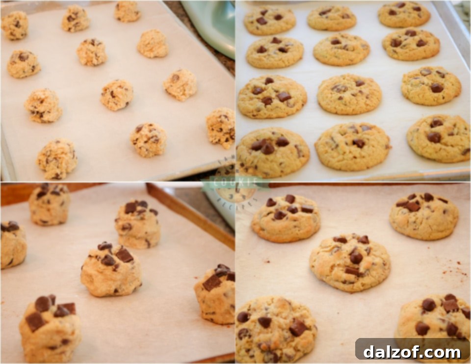 Collage showing how to scoop and bake Ranger Cookies