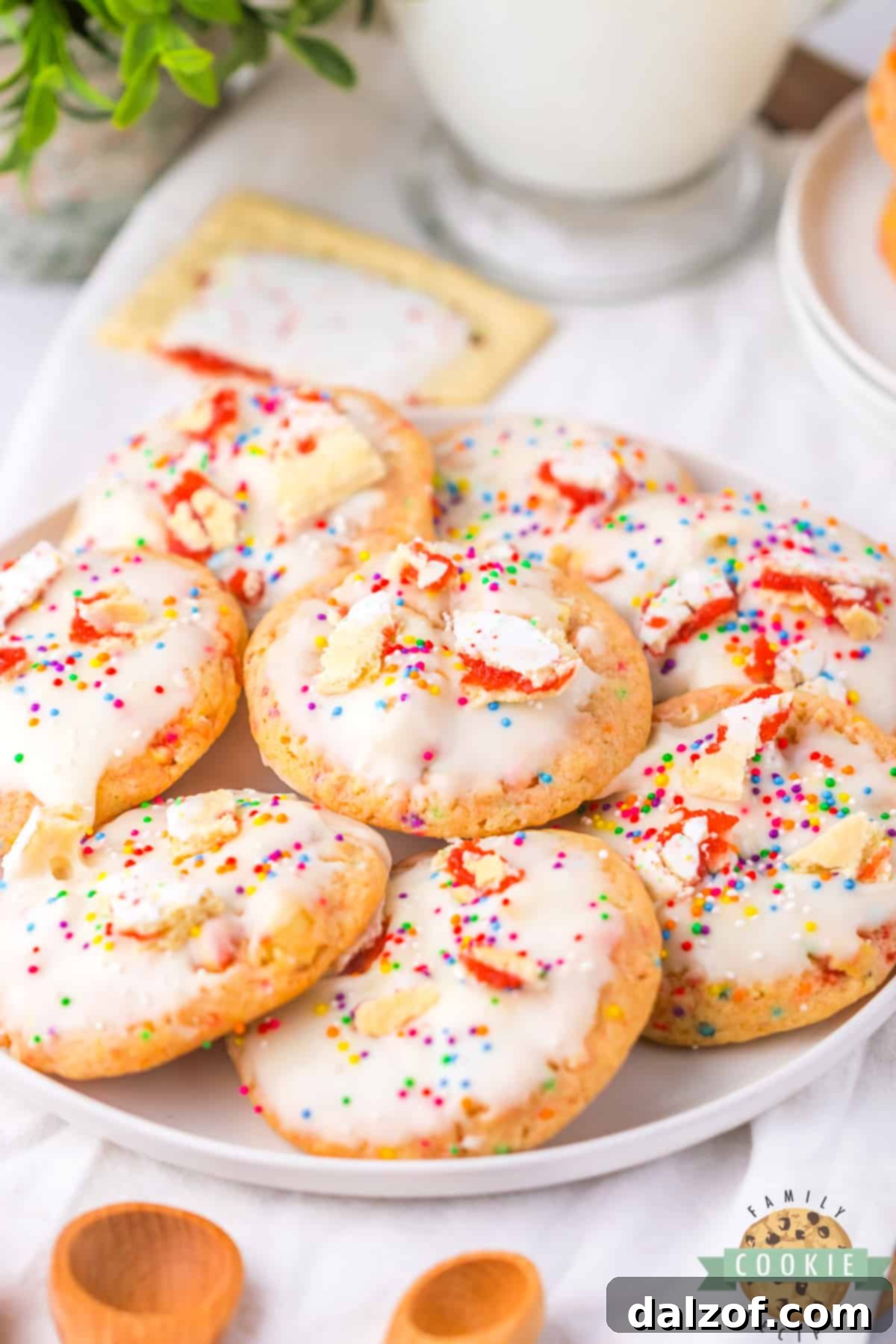 Delightful Strawberry Pop-Tart Cookies with rainbow sprinkles.