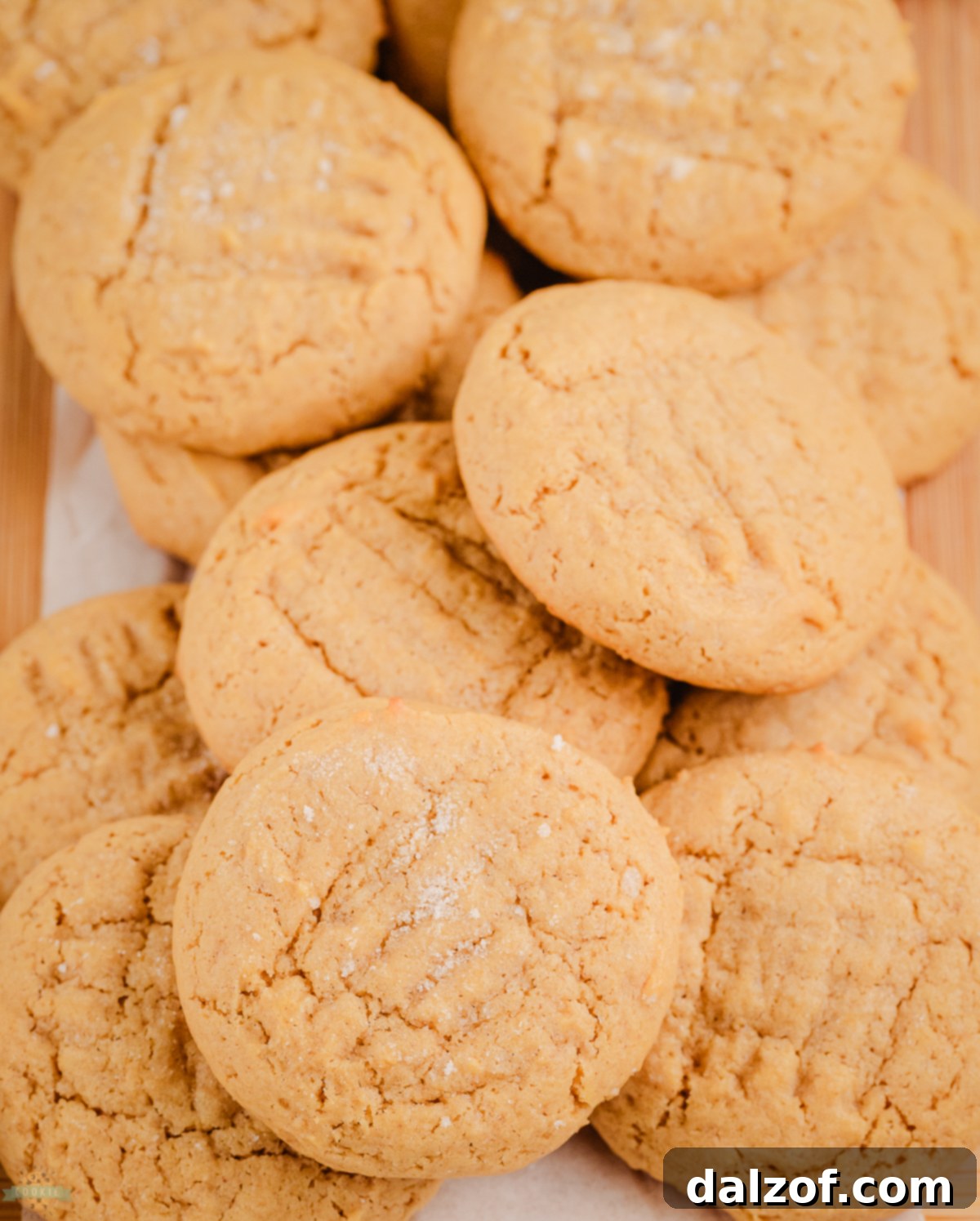 Soft and chewy cake mix peanut butter cookies with a classic crisscross pattern