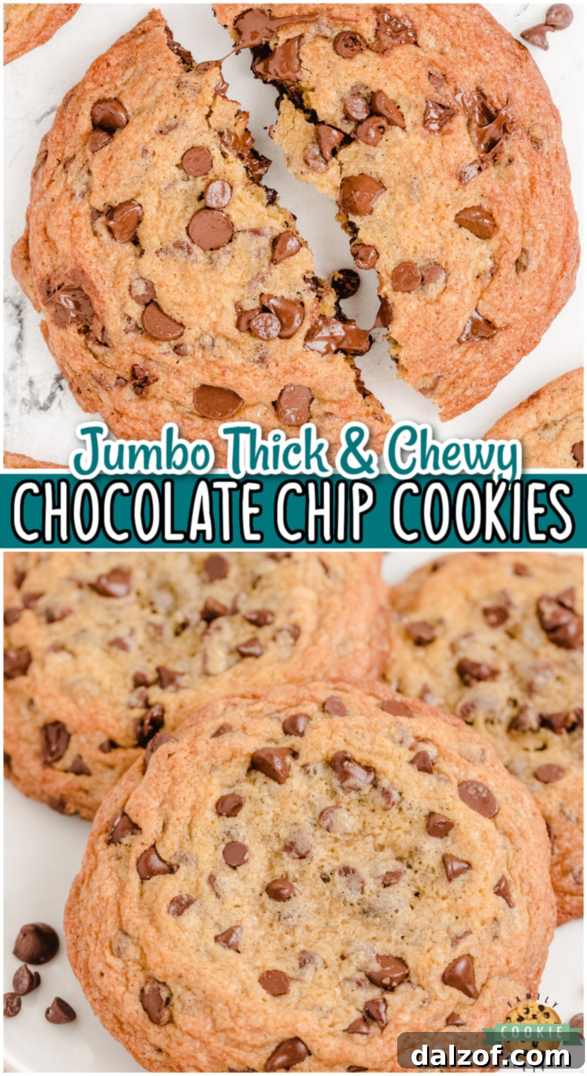Giant Chocolate Chip Cookies 11 Thick, Chewy, Jumbo Chocolate Chip Cookies - Pin Image