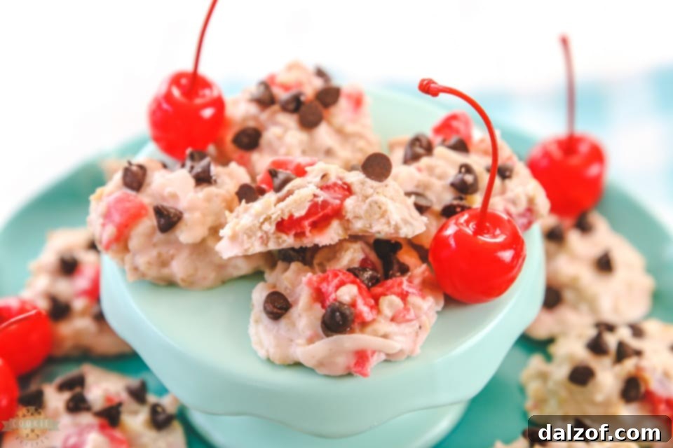 Cherry Chocolate Chip No-Bake Cookies recipe display
