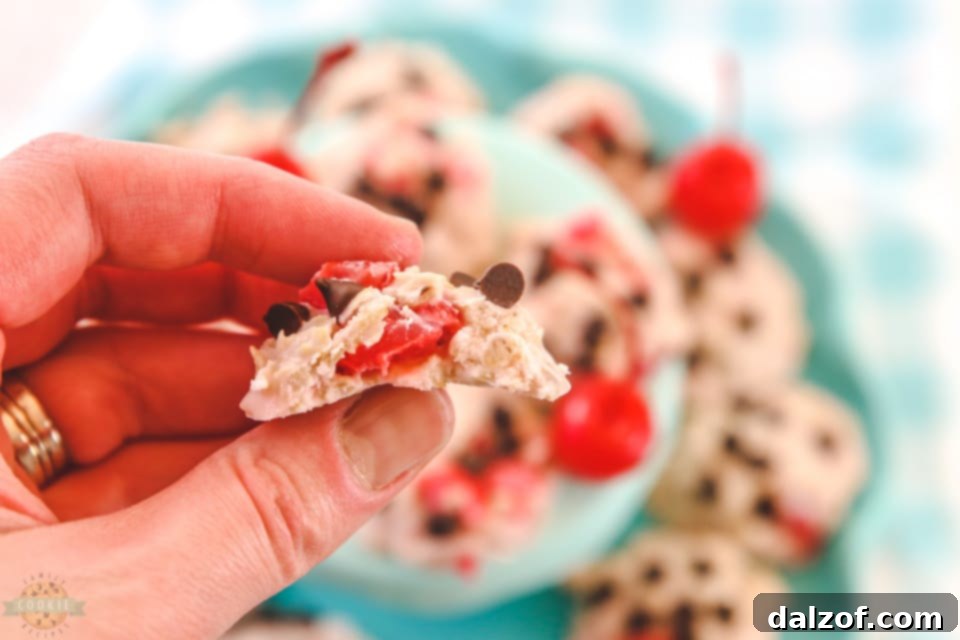 Cherry Chocolate Chip No-Bake Cookies on a baking sheet