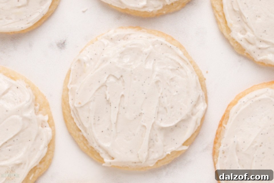 Close-up of baked Vanilla Meltaway Cookies ready for frosting